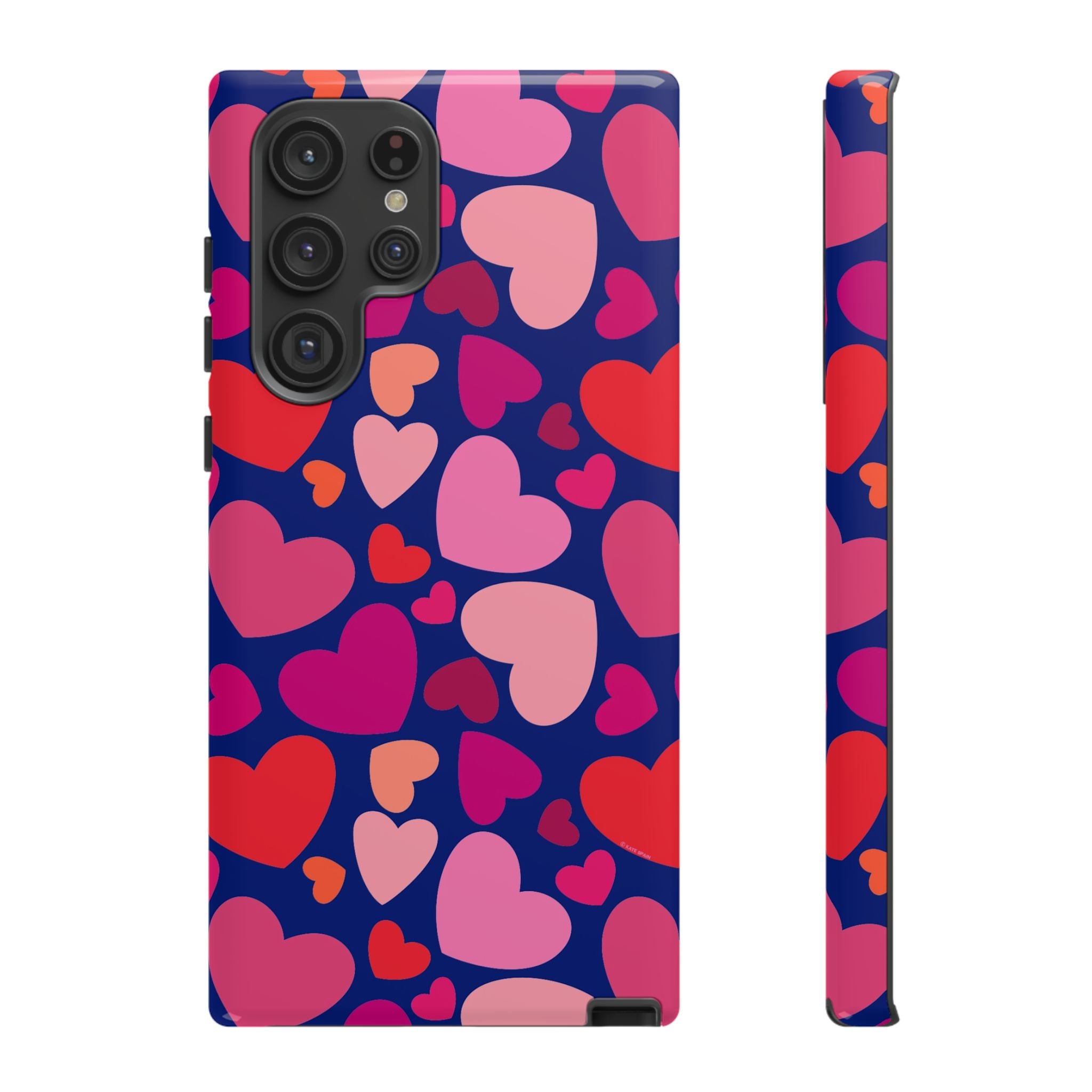 Hearts Samsung Galaxy S22 Ultra Case – Glossy | navy, pink, blush, red heart print