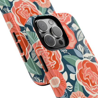Tea Rose Navy iPhone Tough Case
