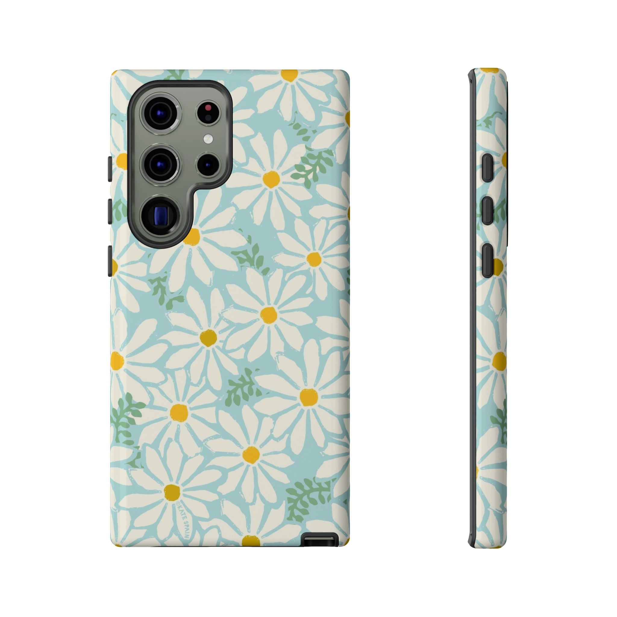 Luxury Daisies Samsung Galaxy S23 Ultra Case – Glossy | white, yellow, aqua daisy floral print