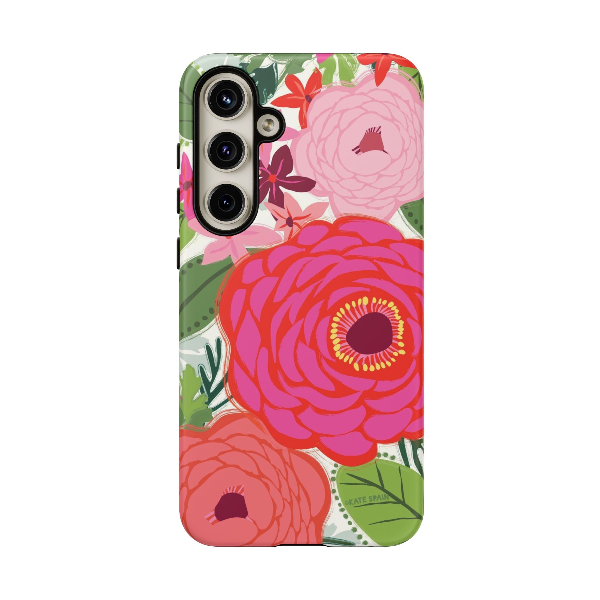 Bloomerie Samsung Tough Phone Case Samsung Galaxy S24 Plus – Matte | cream, magenta, coral botanical peony floral print