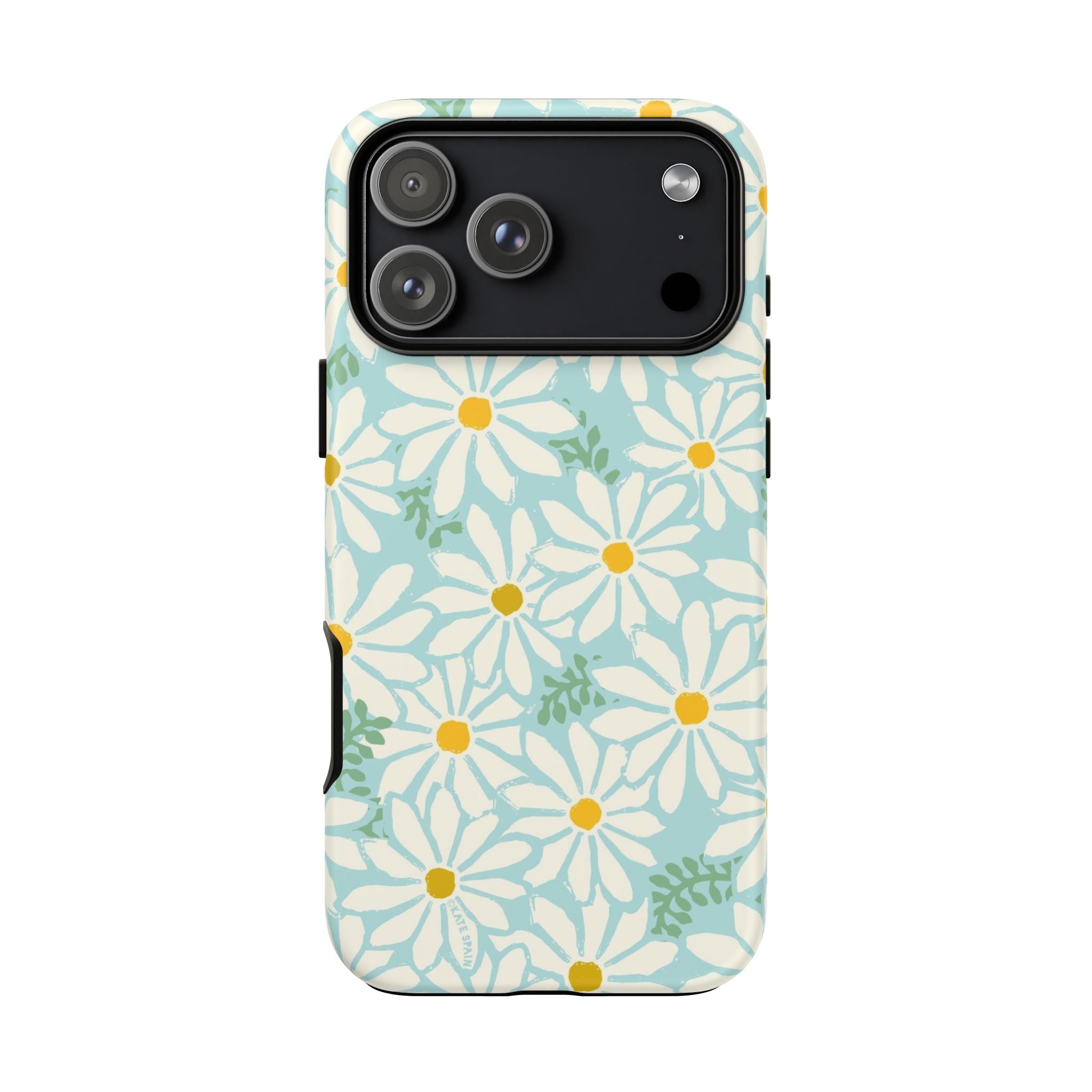 Daisies Tough iPhone 17 Pro Max Case – Matte | mint, white, yellow botanical daisy floral print