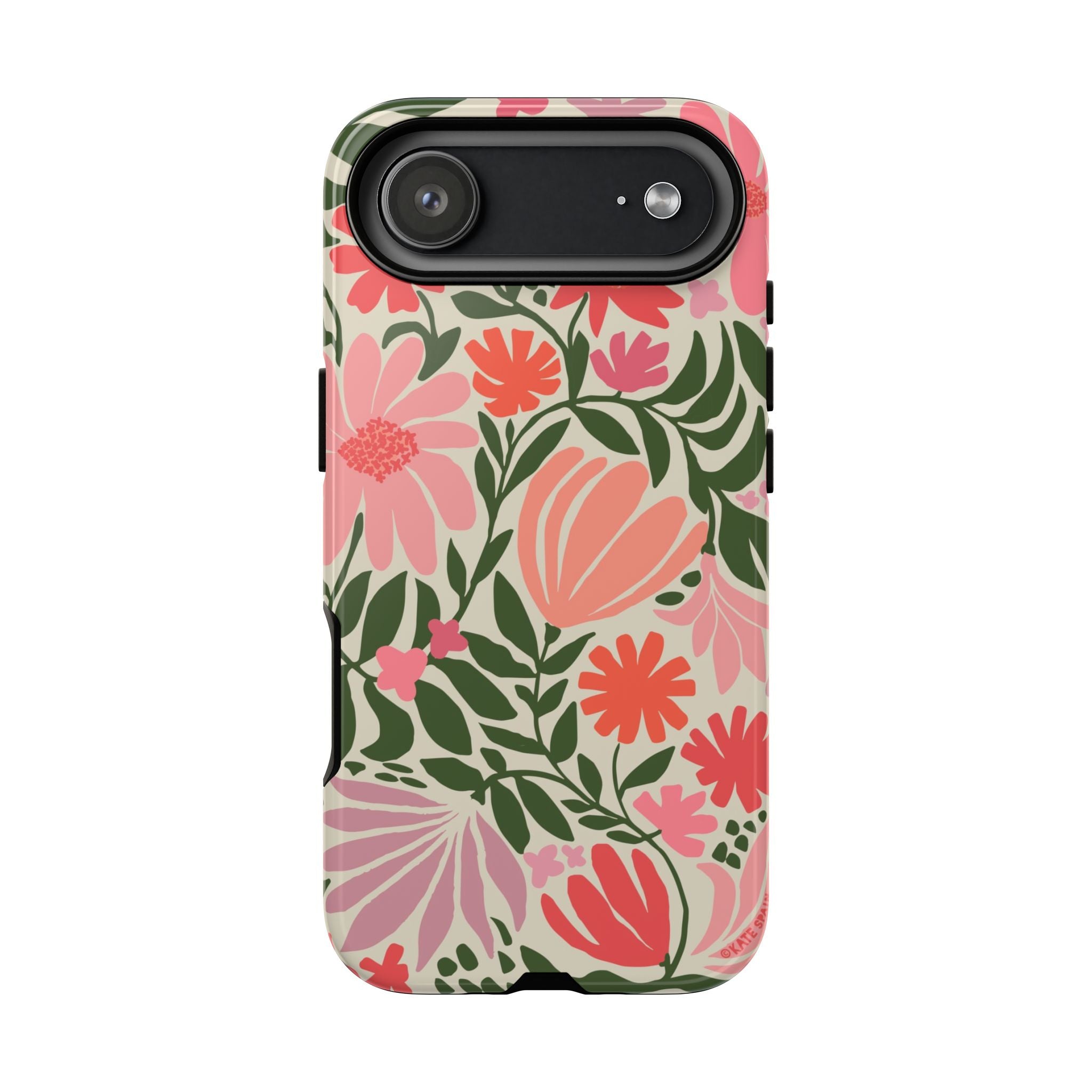 Calendula Tough iPhone 17 Air Case – Glossy | periwinkle, cream, teal graphic daisy floral print