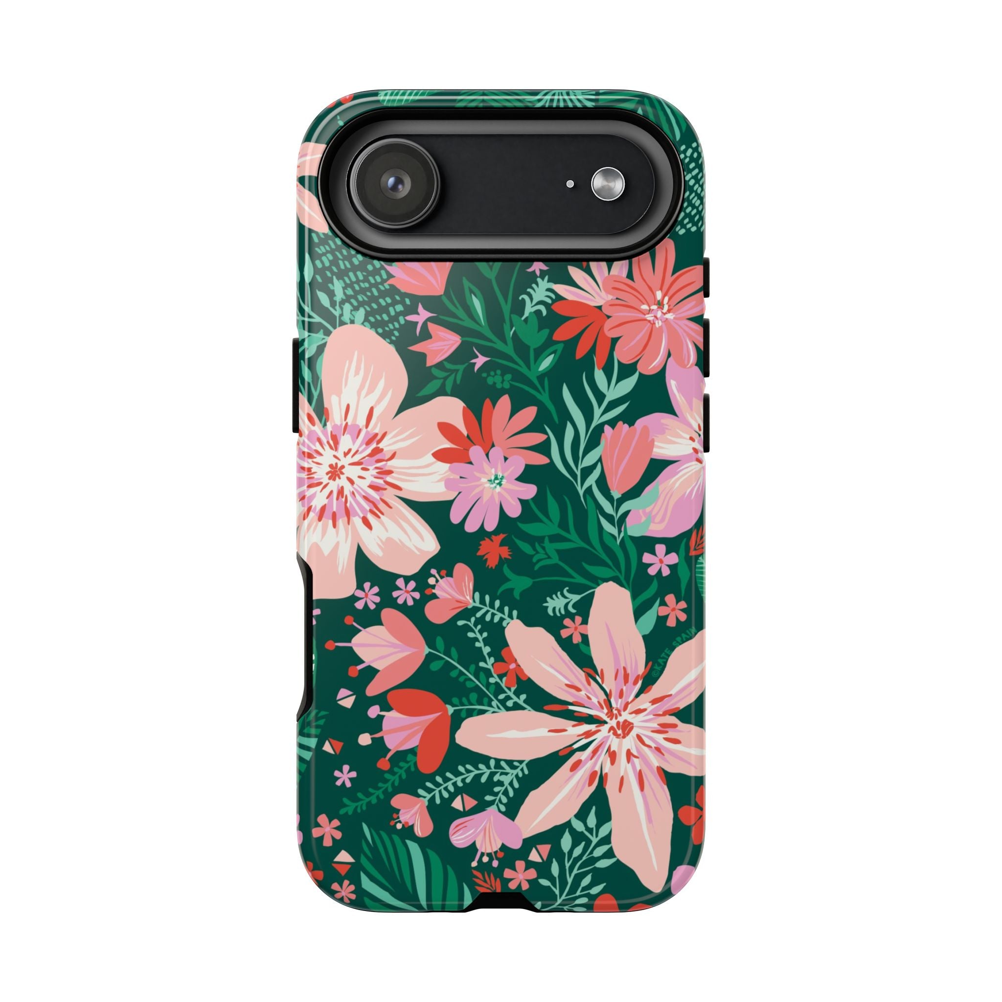 Bonaire Tough iPhone 17 Air Case – Glossy | jade, pink, white tropical floral botanical print
