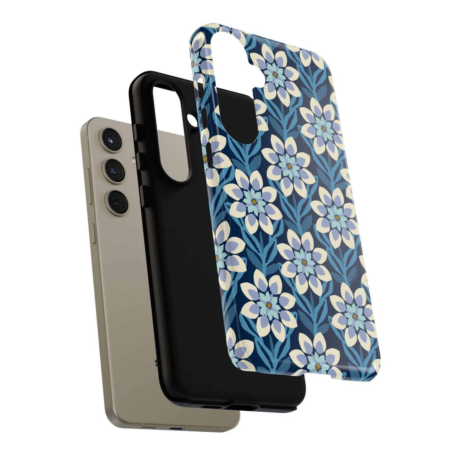 Modern Dahlia Samsung Case - Navy Allover Pattern