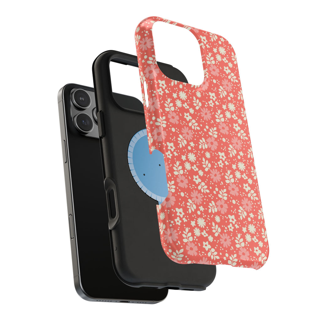 Petaline MagSafe iPhone Case – exploded side view showing dual-layer construction and MagSafe magnet array