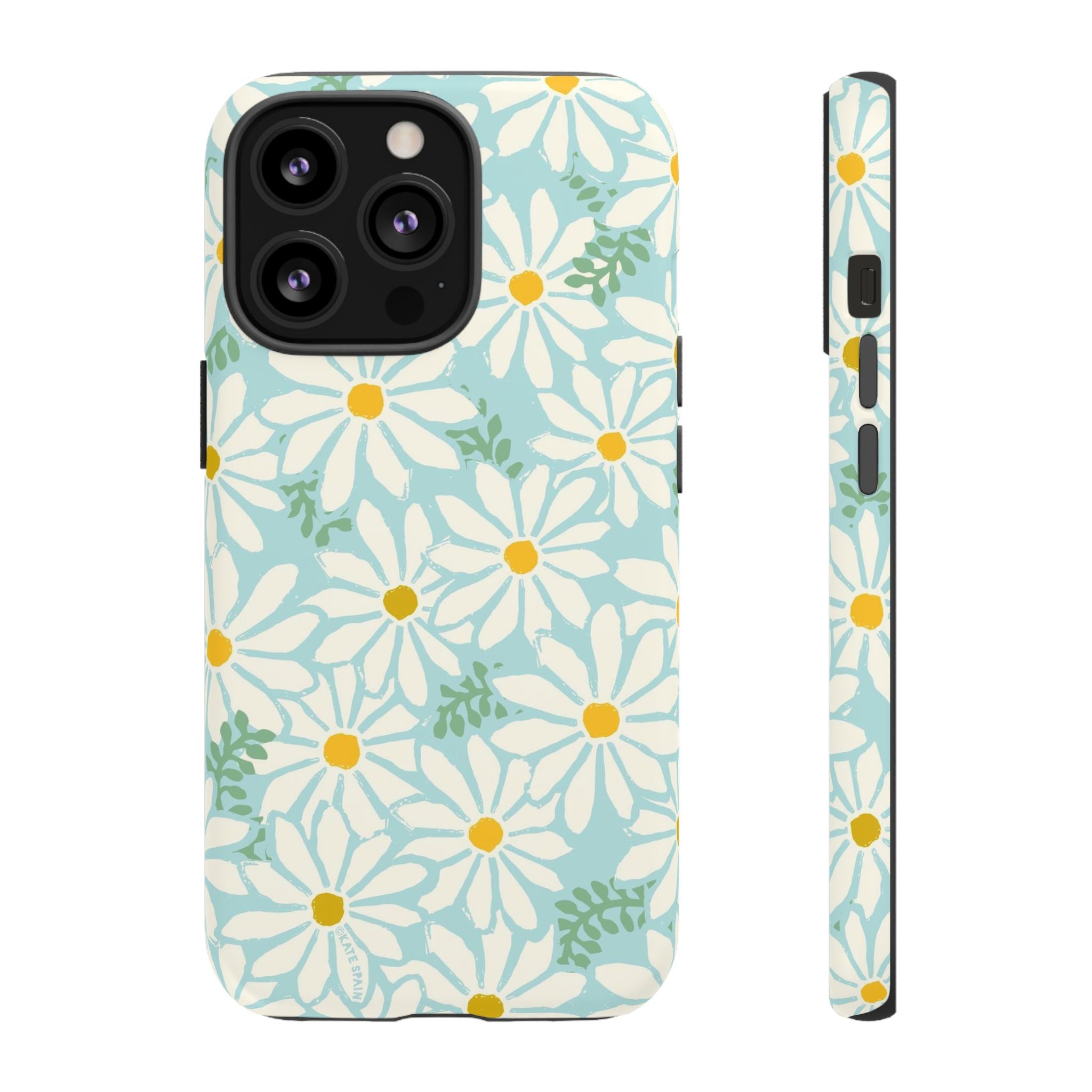Daisies Tough iPhone 13 Pro Case – Matte | mint, white, yellow botanical daisy floral print