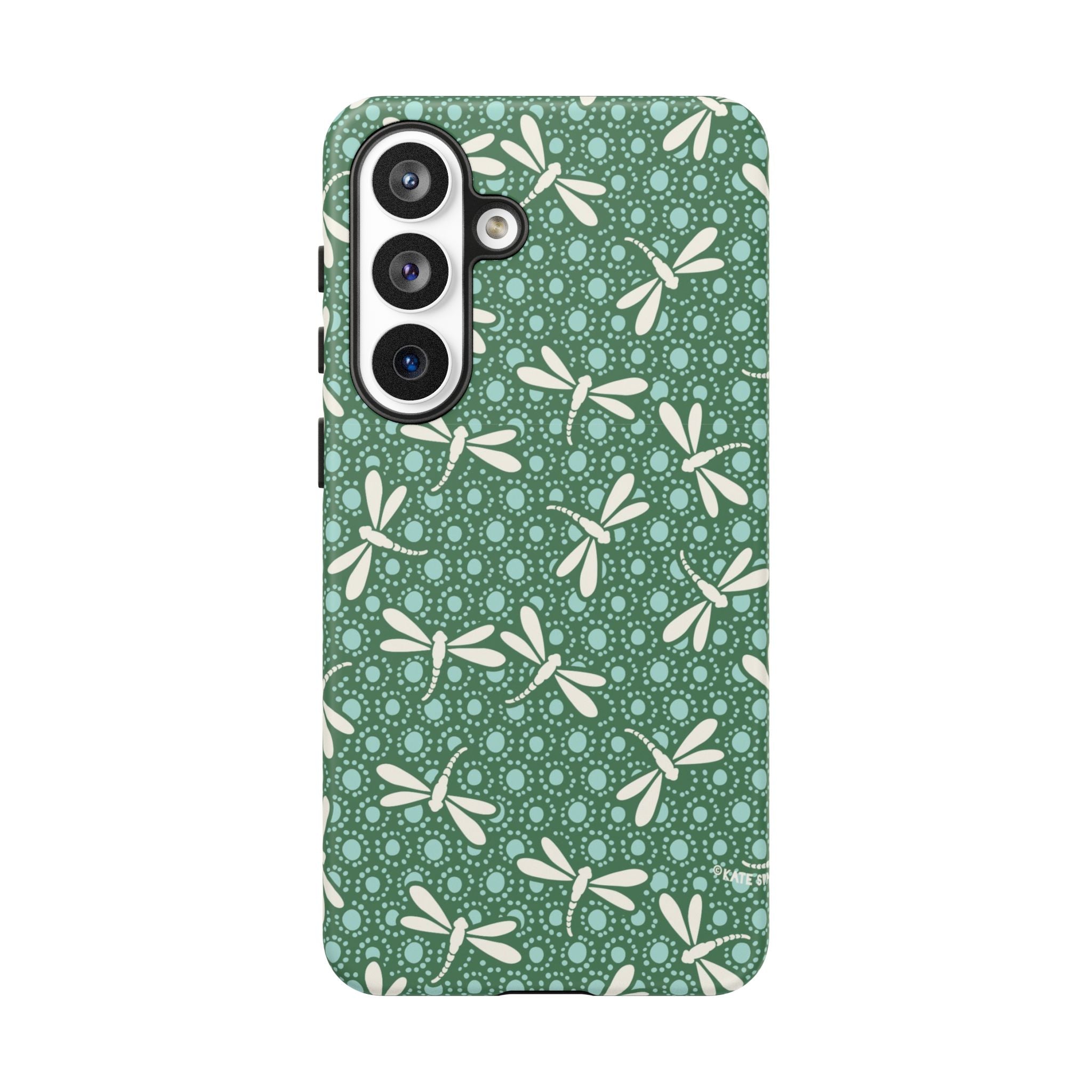 Luxury Dragonfly Samsung Galaxy S26 Plus Case –Matte | jade green, aqua, cream dragonfly print 