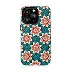 Modern Dahlia MagSafe iPhone 13 Pro – Matte | teal, coral, cream botanical dahlia floral print