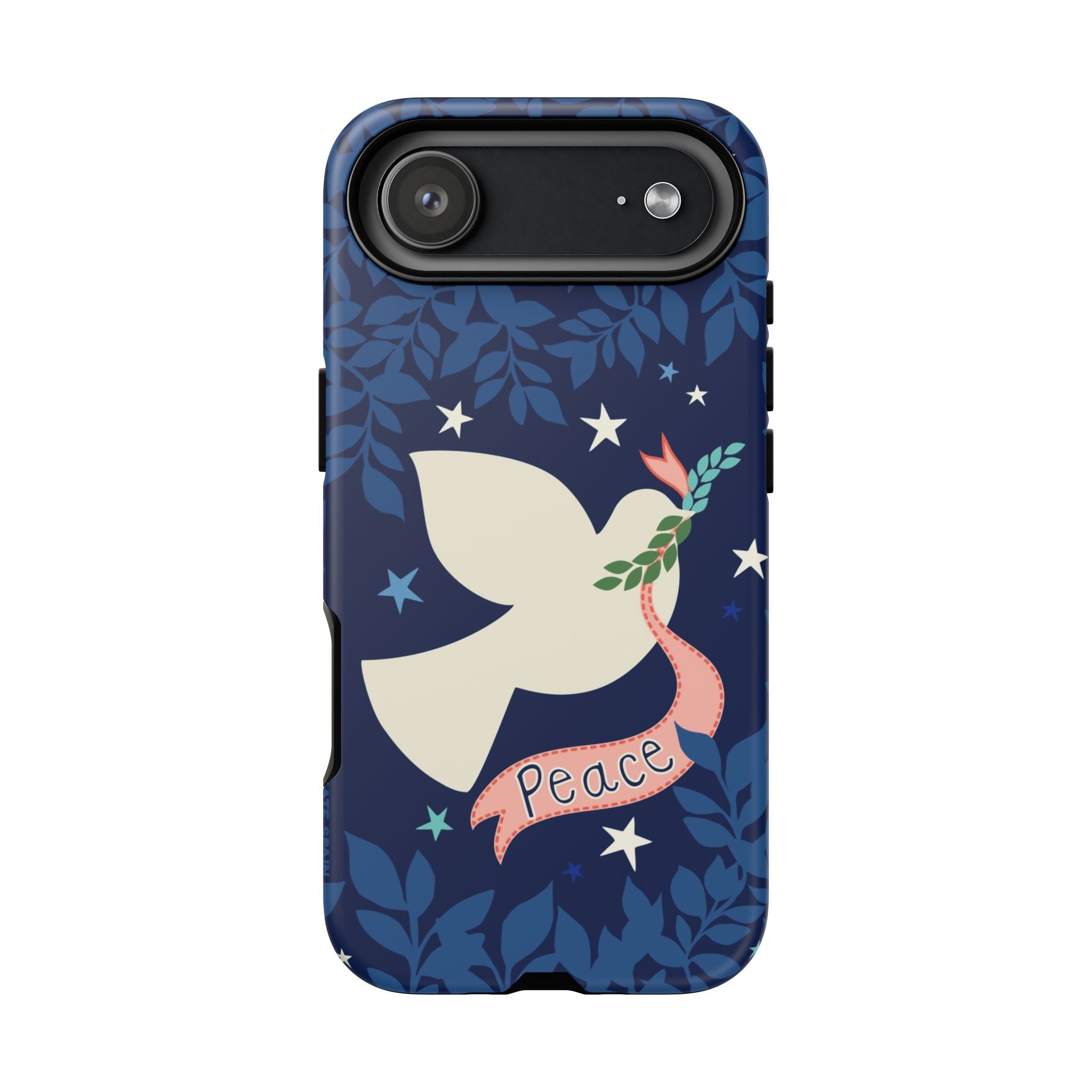 Peace Tough iPhone 17 Air Case – Matte | navy, cream peace dove, stars, botanical print