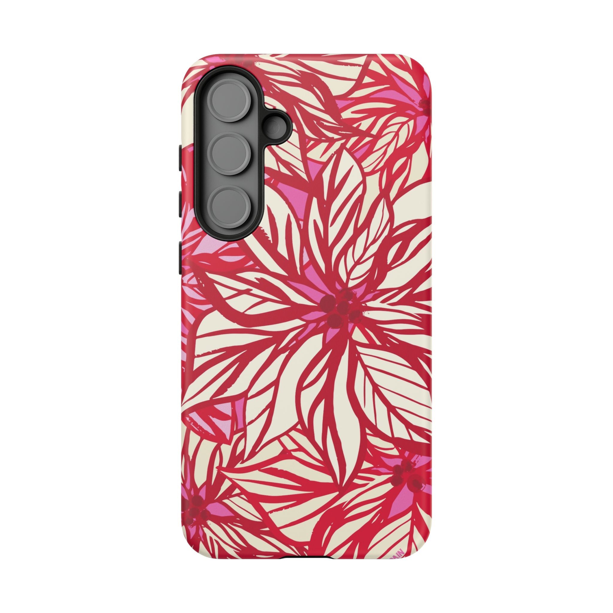 Poinsettia Samsung Galaxy S25 Plus Case – Matte | cream, red, pink poinsettia botanical print