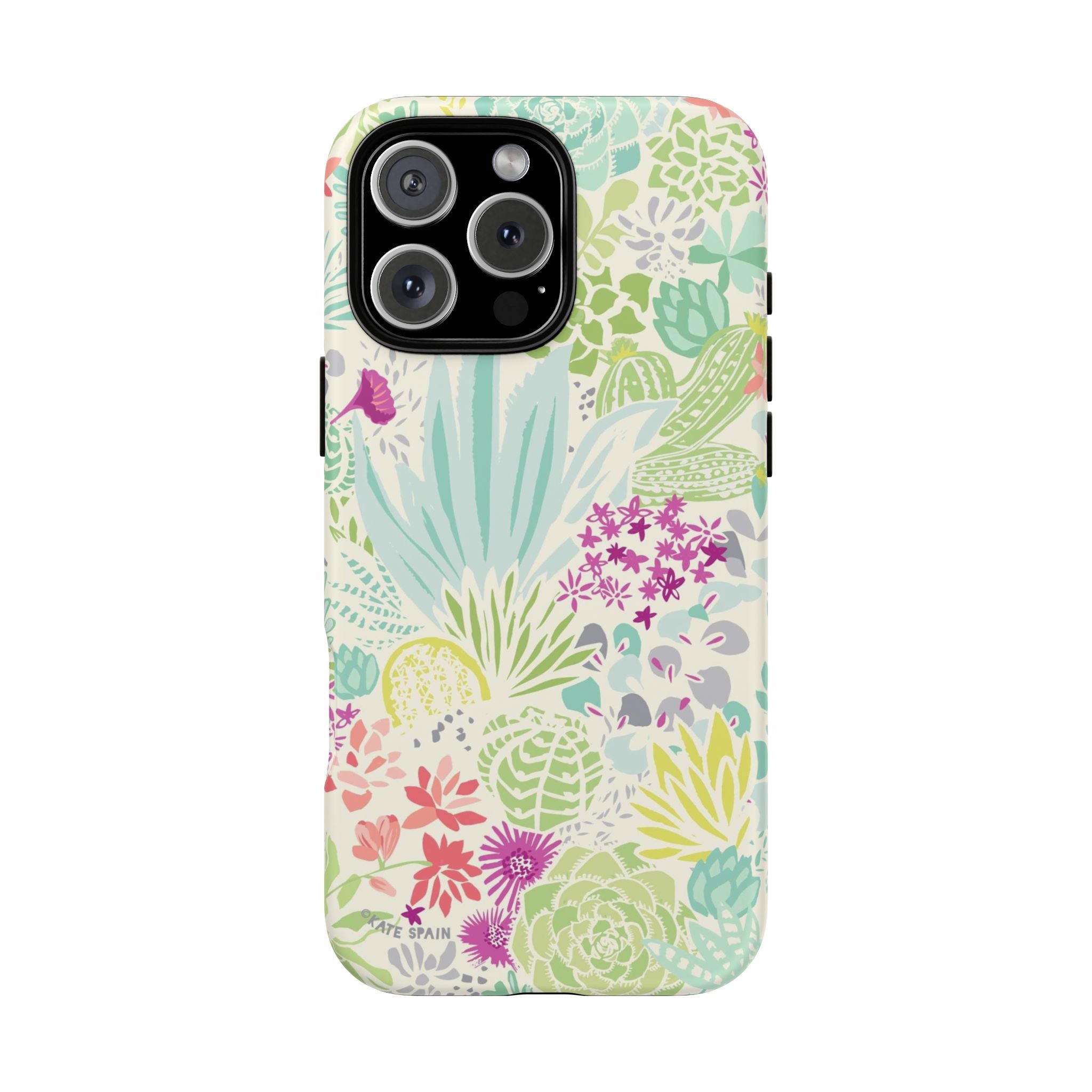 Canyon Tough iPhone 16 Pro Max Case – Matte | cream, sage, aqua, mauve, fuschia botanical succulent print