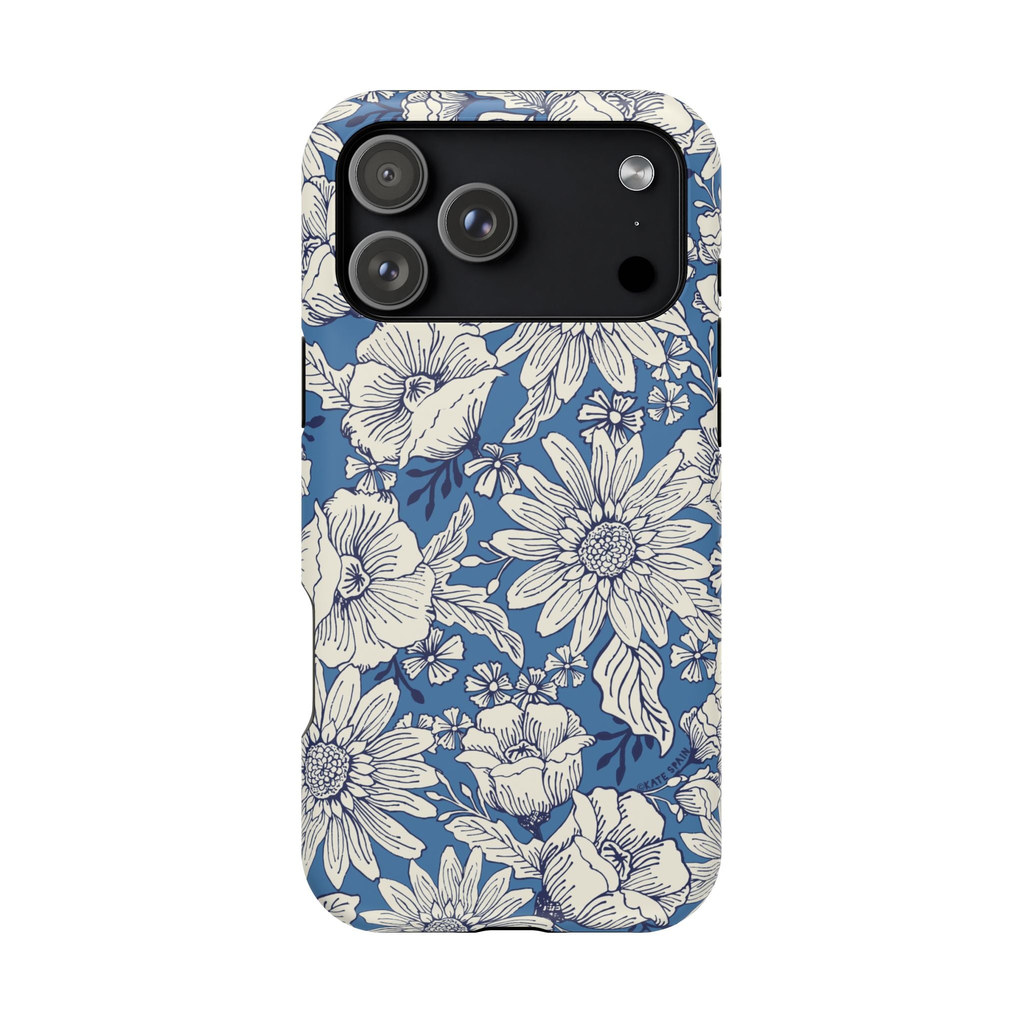 Jardin Luxury MagSafe iPhone 17 Pro Max Case – Matte | navy and cream botanical floral print