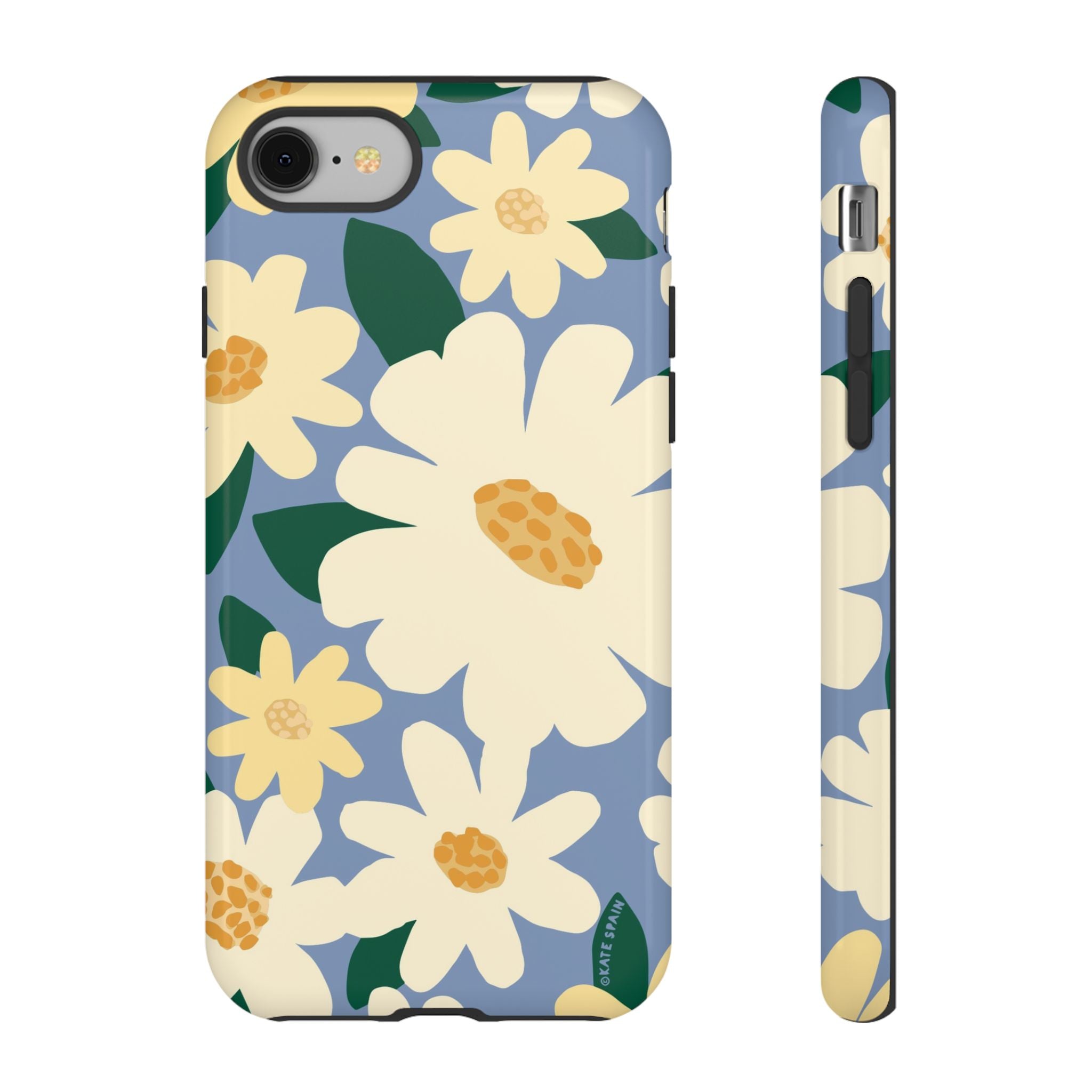 Chamomile Tough iPhone 8 Case – Glossy | periwinkle, cream, yellow botanical daisy floral print