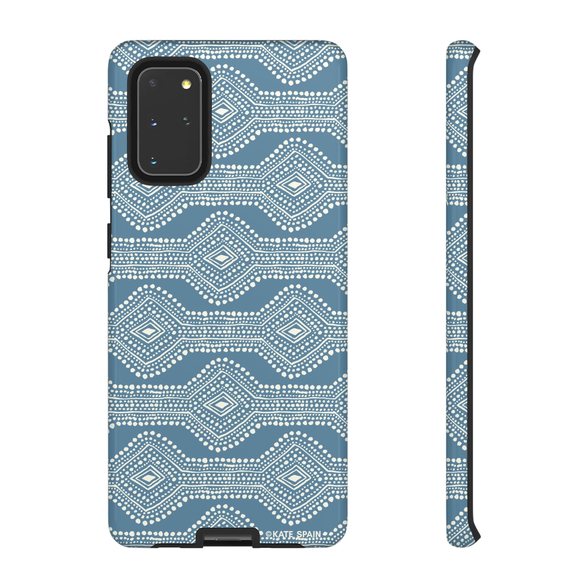 Luxury Diamond Dots Samsung Galaxy S20+ Case – Glossy | blue, cream geometric diamond dot lattice print