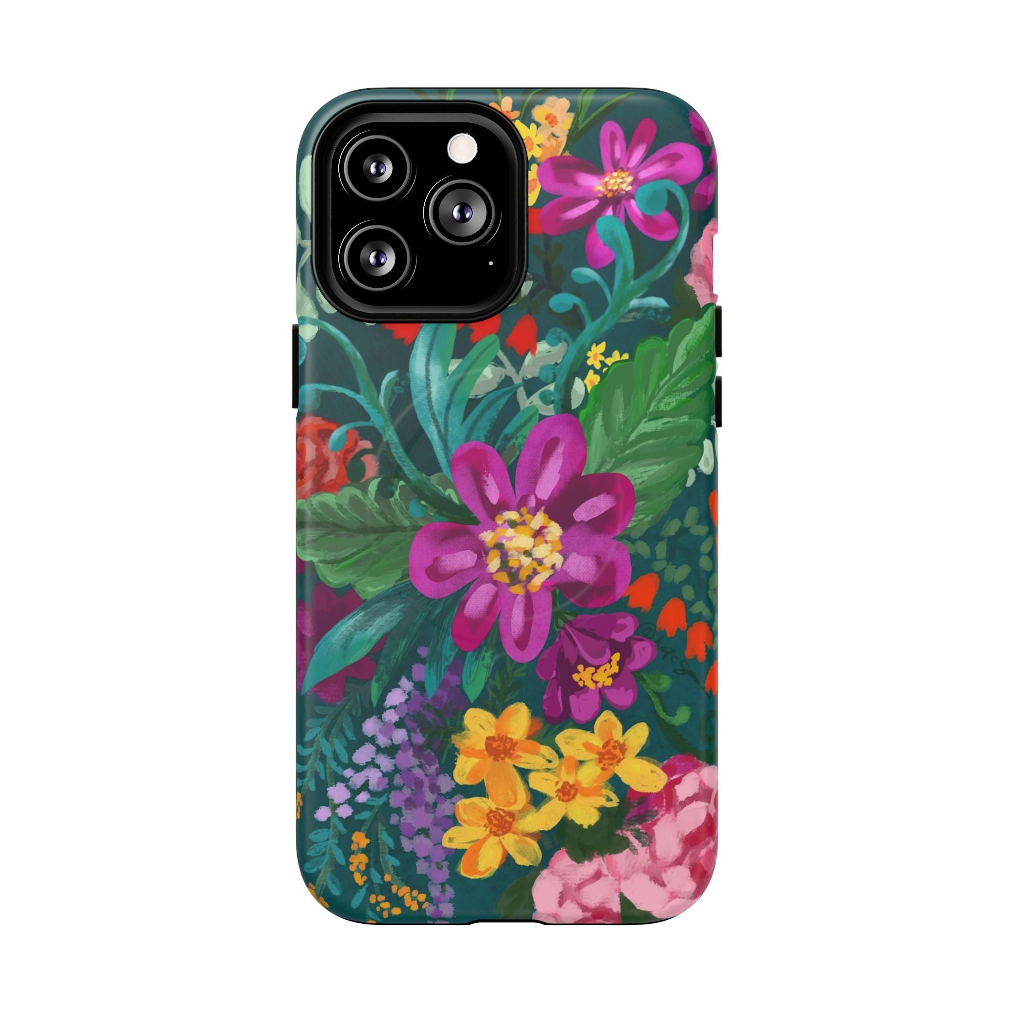 Posy MagSafe iPhone 13 Pro Max Case – Matte | teal, purple, magenta, yellow botanical wildflower print