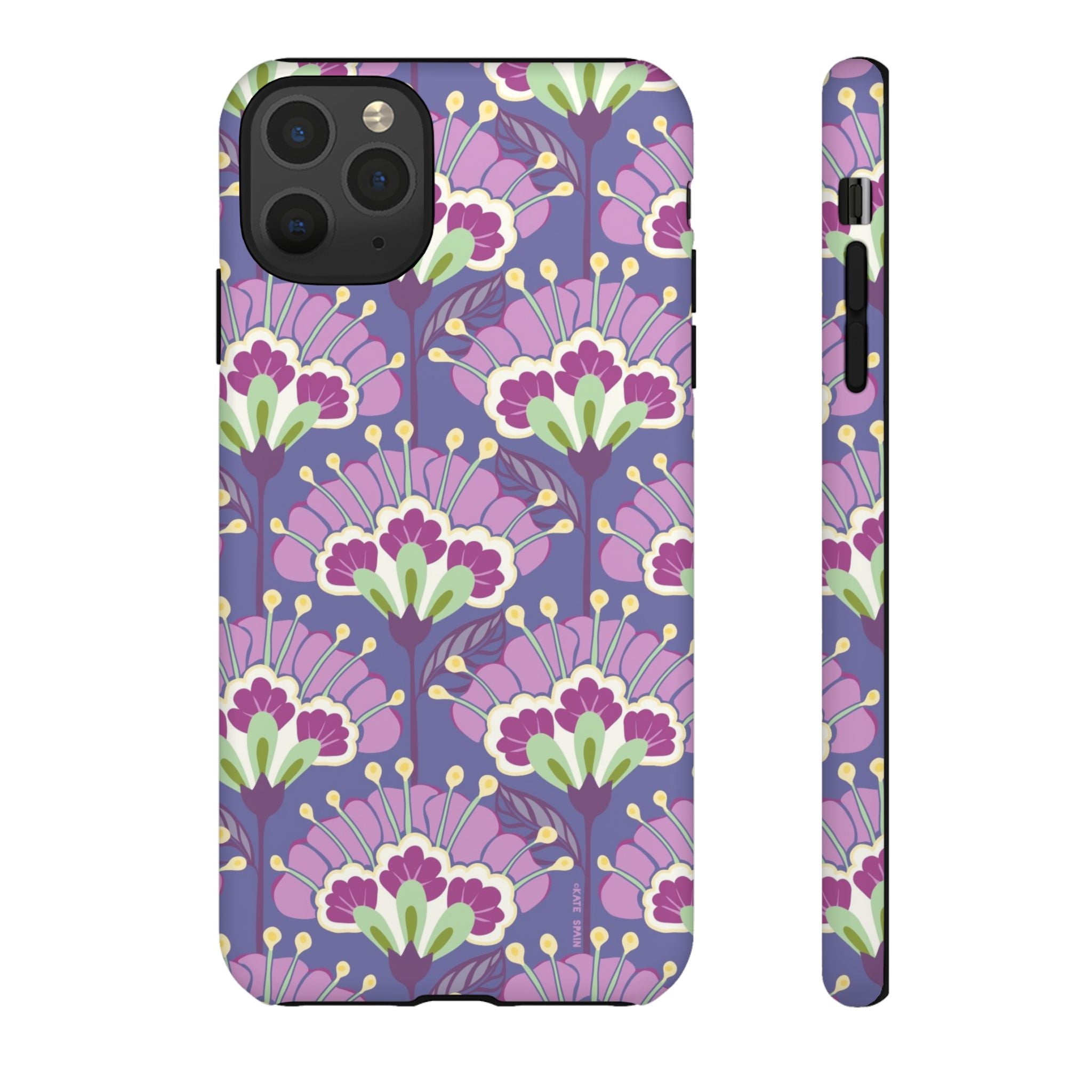 Lantern Flower Tough iPhone 11 Pro Max Case – Matte | periwinkle, purple, mauve, sage botanical lantern floral print