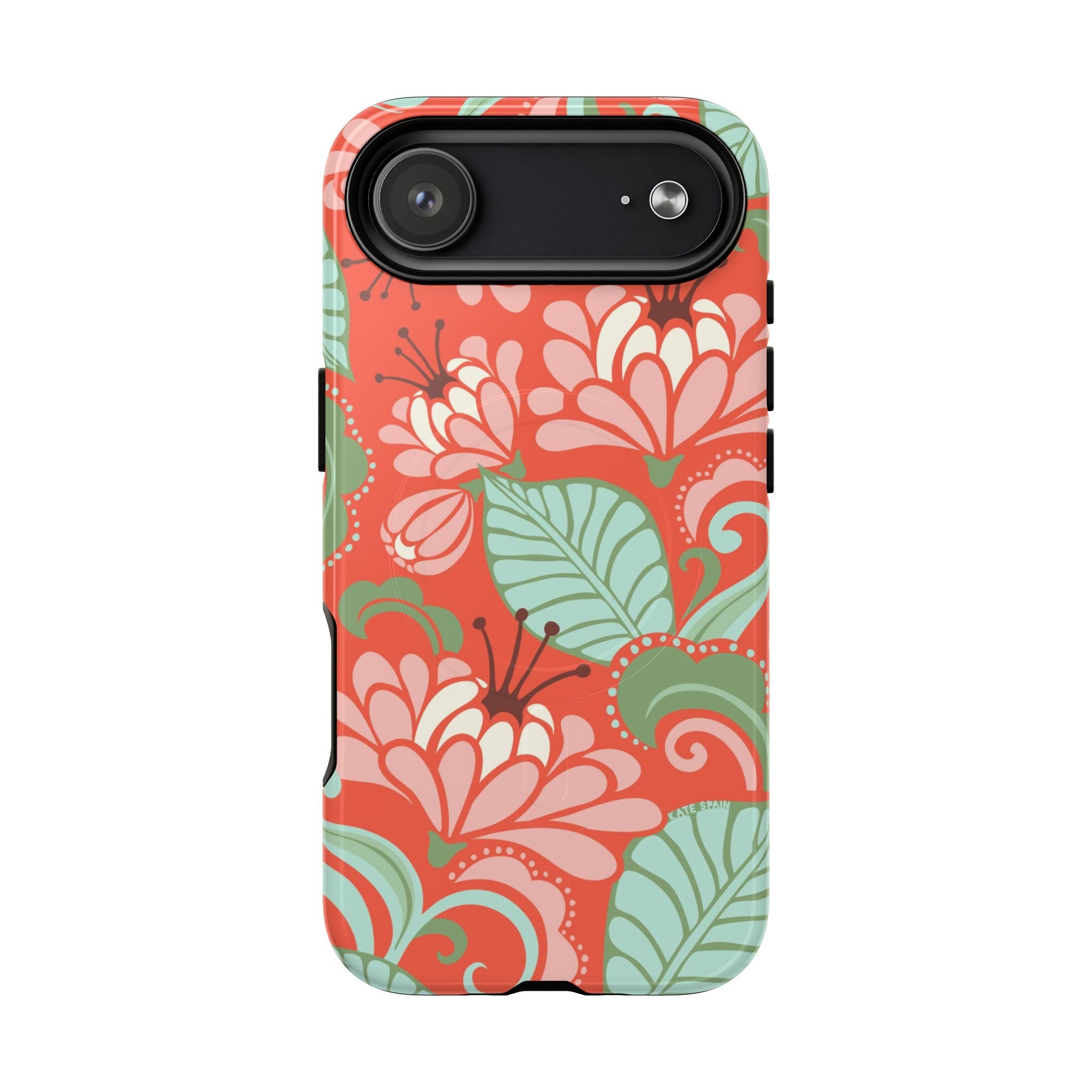 Sarabande MagSafe iPhone 17 Air Case – Glossy | coral, pink, cream, green botanical floral print