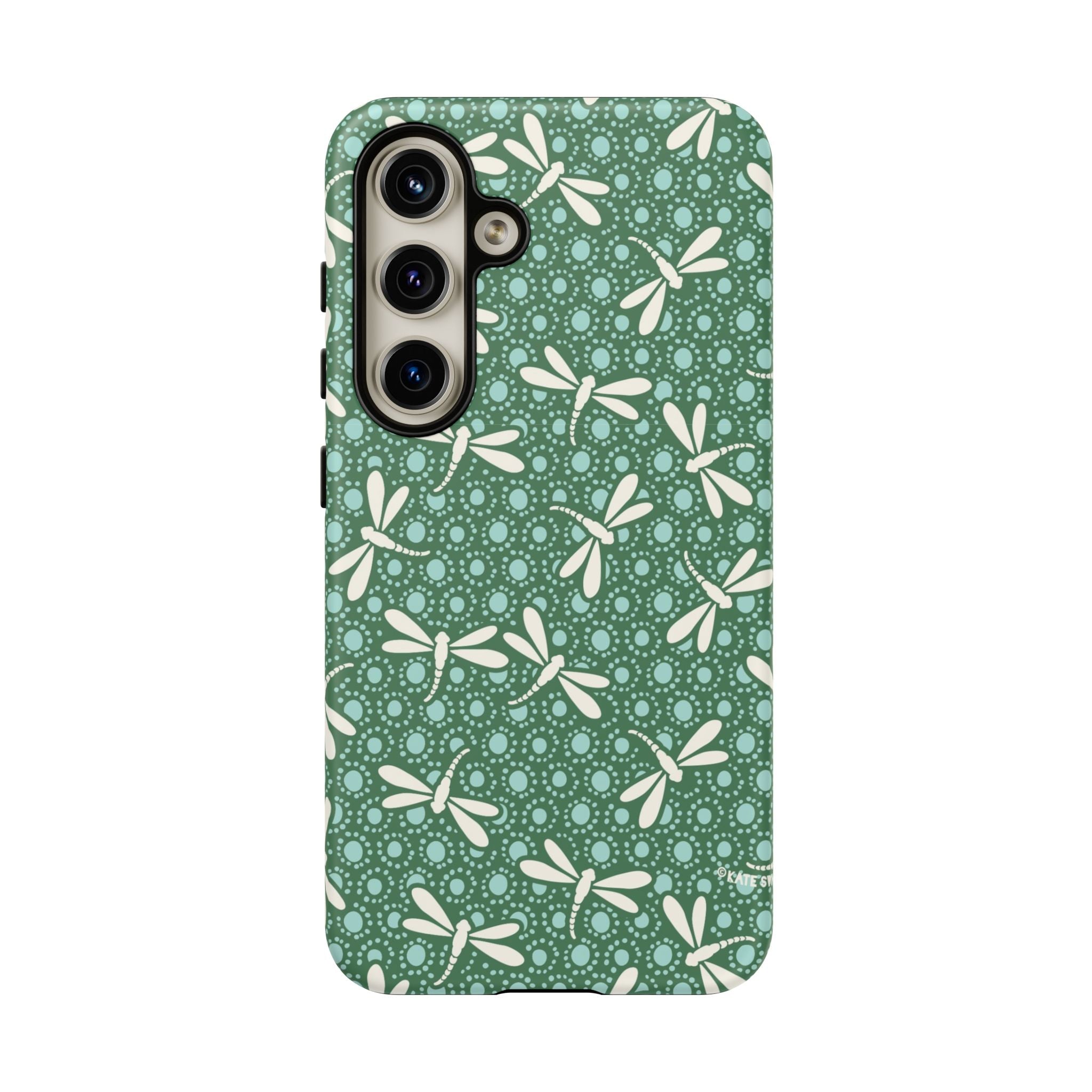 Dragonfly Samsung Galaxy S24 Case – Matte | jade green, aqua, cream dragonfly print 
