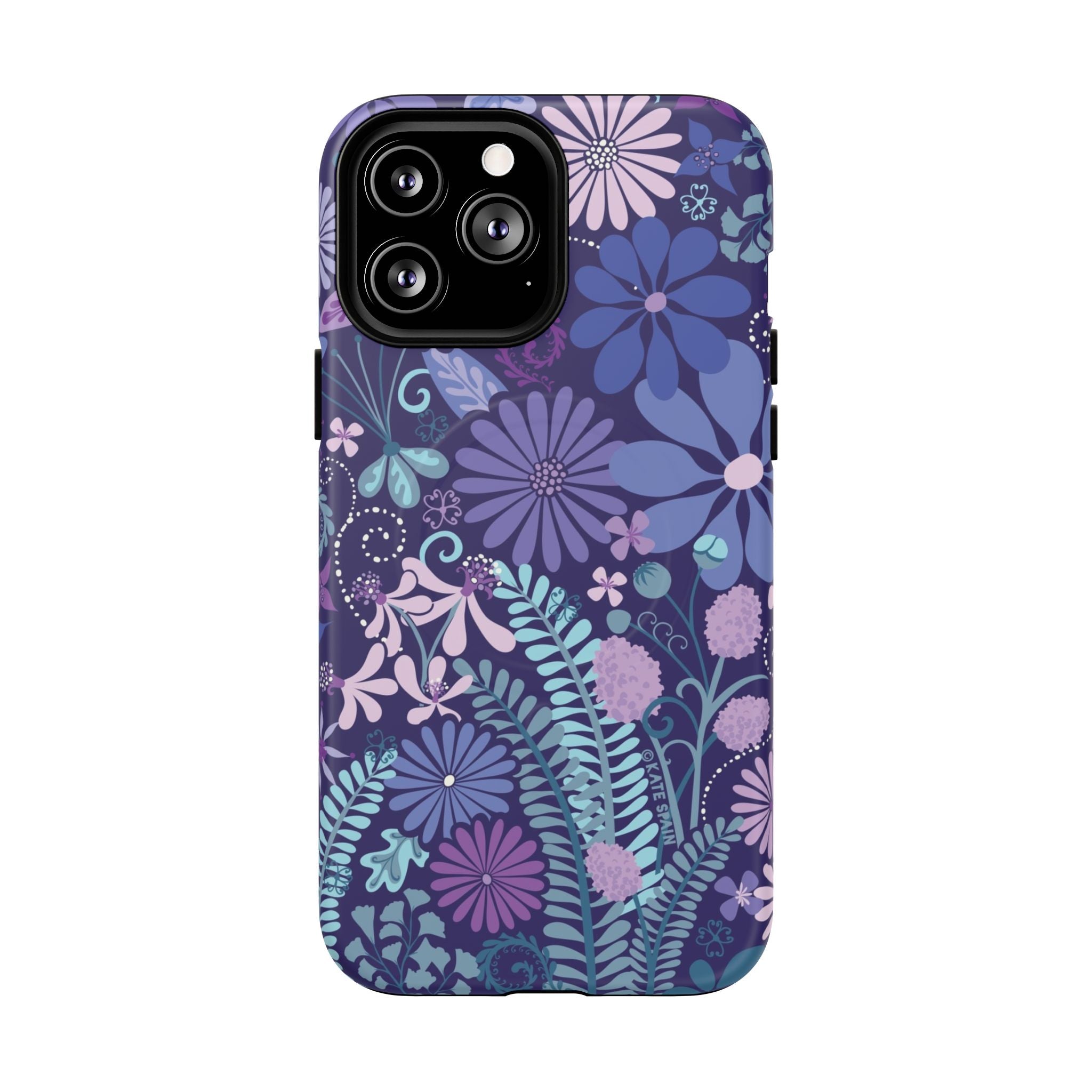 Terrain Night MagSafe iPhone 13 Pro Max Case – Matte | navy, purple, aqua botanical woodland floral print