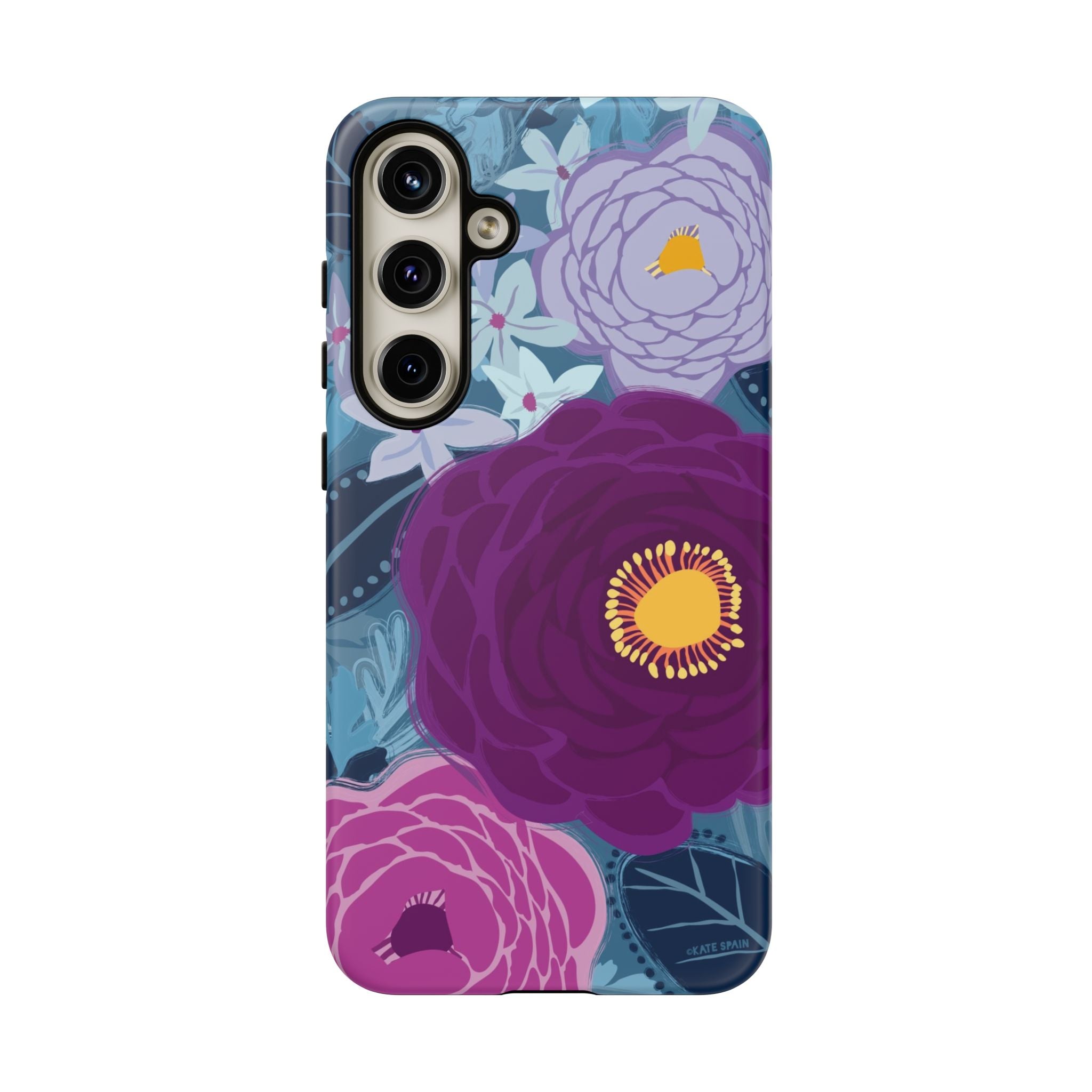 Bloomerie Samsung Tough Case Samsung Galaxy S24 Plus Case – Matte | navy, purple, magenta botanical peony floral print