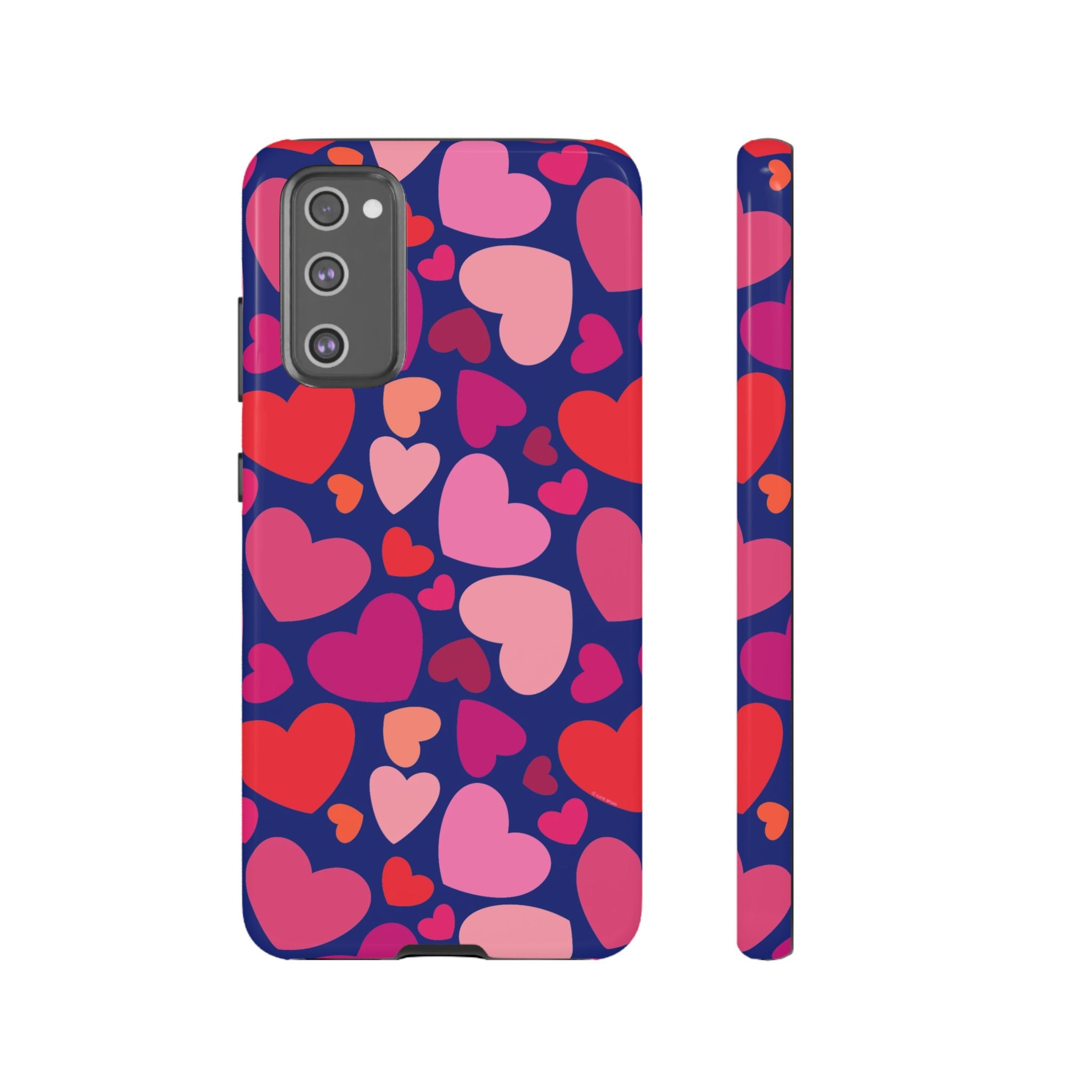 Hearts Samsung Galaxy S20 FE Case – Glossy | navy, pink, blush, red heart print