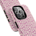 Lily Rose iPhone 16 Pro Max Case – Glossy | angled view showing camera cutout and buttons — botanical phone case by Kate Spain