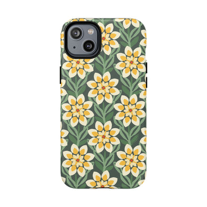 Modern Dahlia MagSafe iPhone Case - Yellow Green Allover Pattern