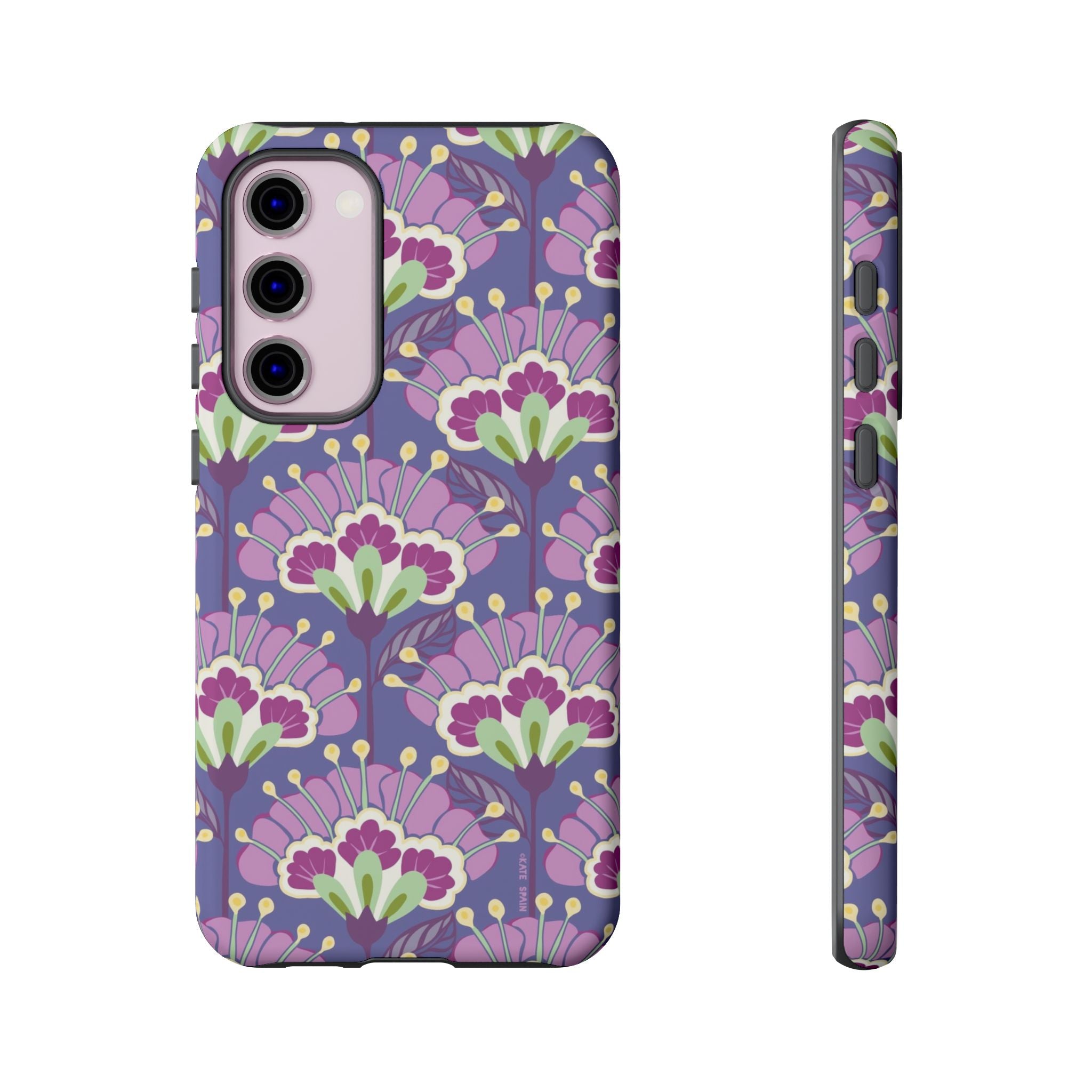 Luxury Lantern Flower Samsung Galaxy S23 Plus Case – Matte | mauve, purple, lime green floral print