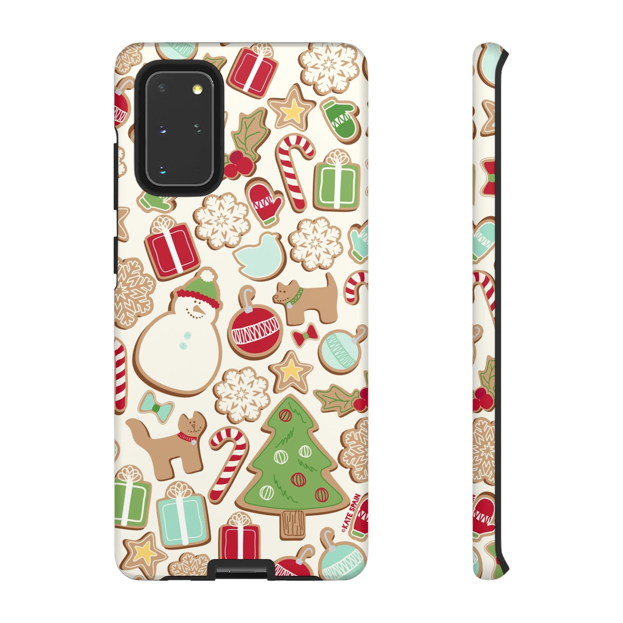 Gingerbread Cookies Samsung Galaxy S20+ Case – Matte | cream, red, green gingerbread holiday cookie print