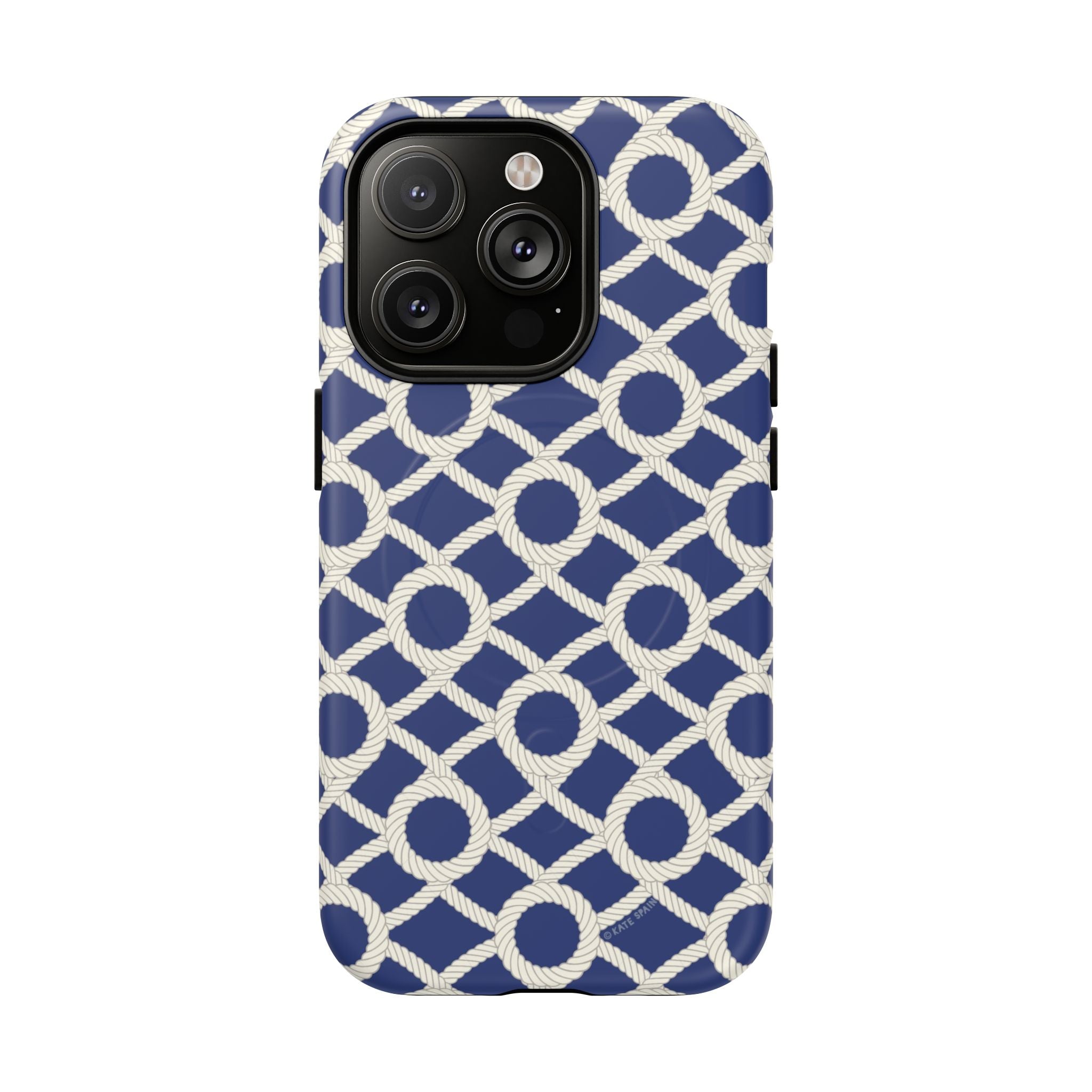 Sailor's Knot MagSafe iPhone 14 Pro Case – Matte | cream, navy nautical print