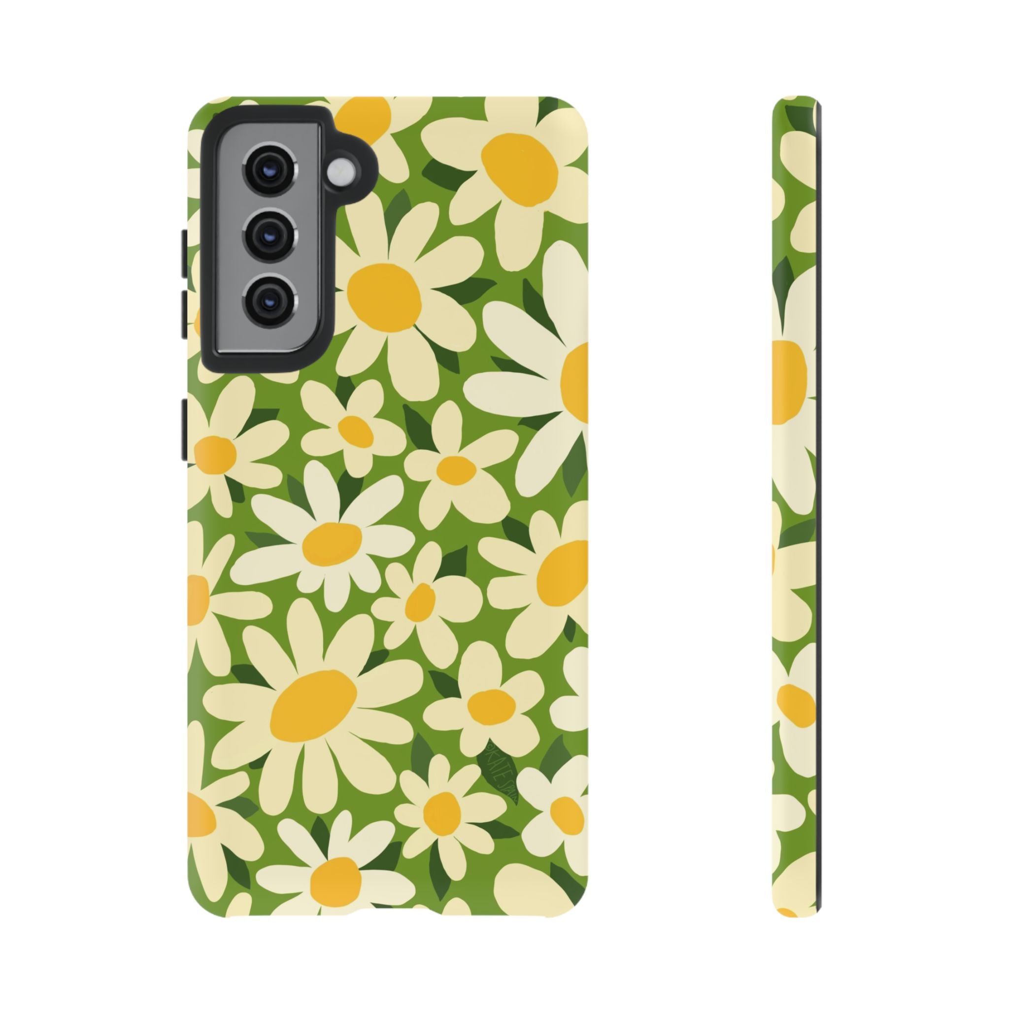 Luxury Shasta Samsung Galaxy S21 Case Case – Matte | green, white, yellow daisy floral print