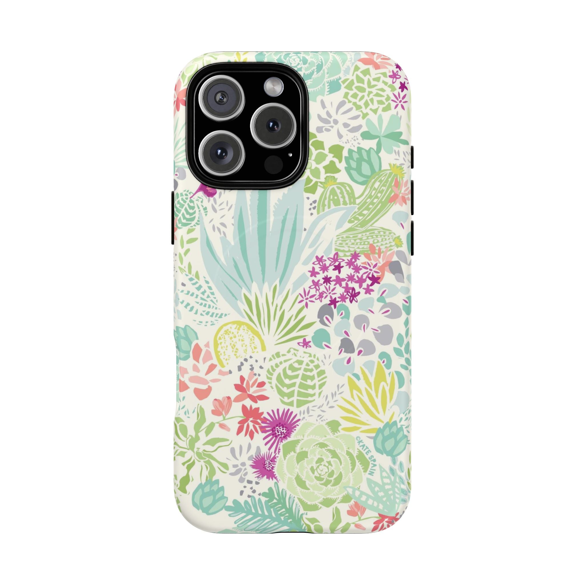 Canyon MagSafe iPhone 16 Pro Max Case – Matte | cream, sage, aqua, mauve, fuschia botanical succulent print