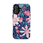 Bonaire MagSafe iPhone 17 Case – Glossy | navy, pink, white tropical floral botanical print