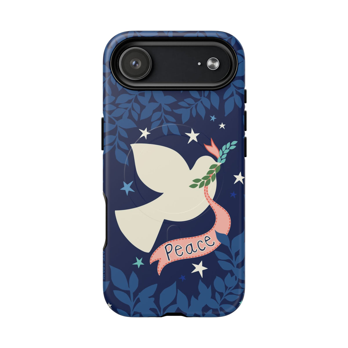 Peace MagSafe iPhone 17 Air Case – Matte | navy, cream peace dove, stars, botanical print
