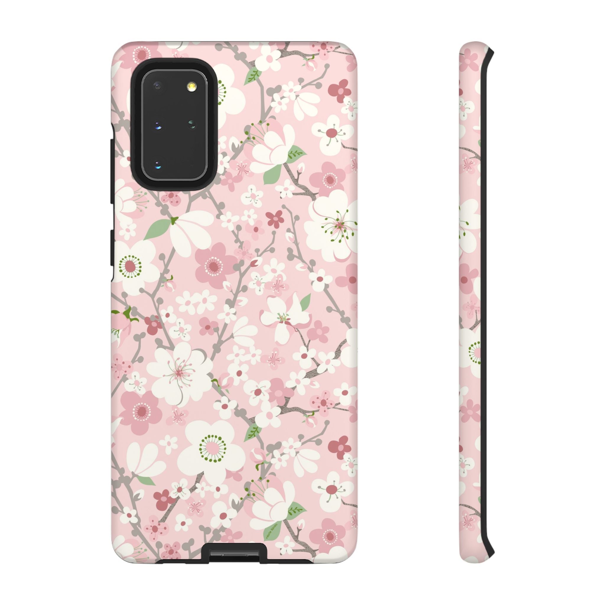 Luxury Pink Cherry Blossom Samsung Galaxy S20+ Case – Matte | pink, white, cherry blossom floral print