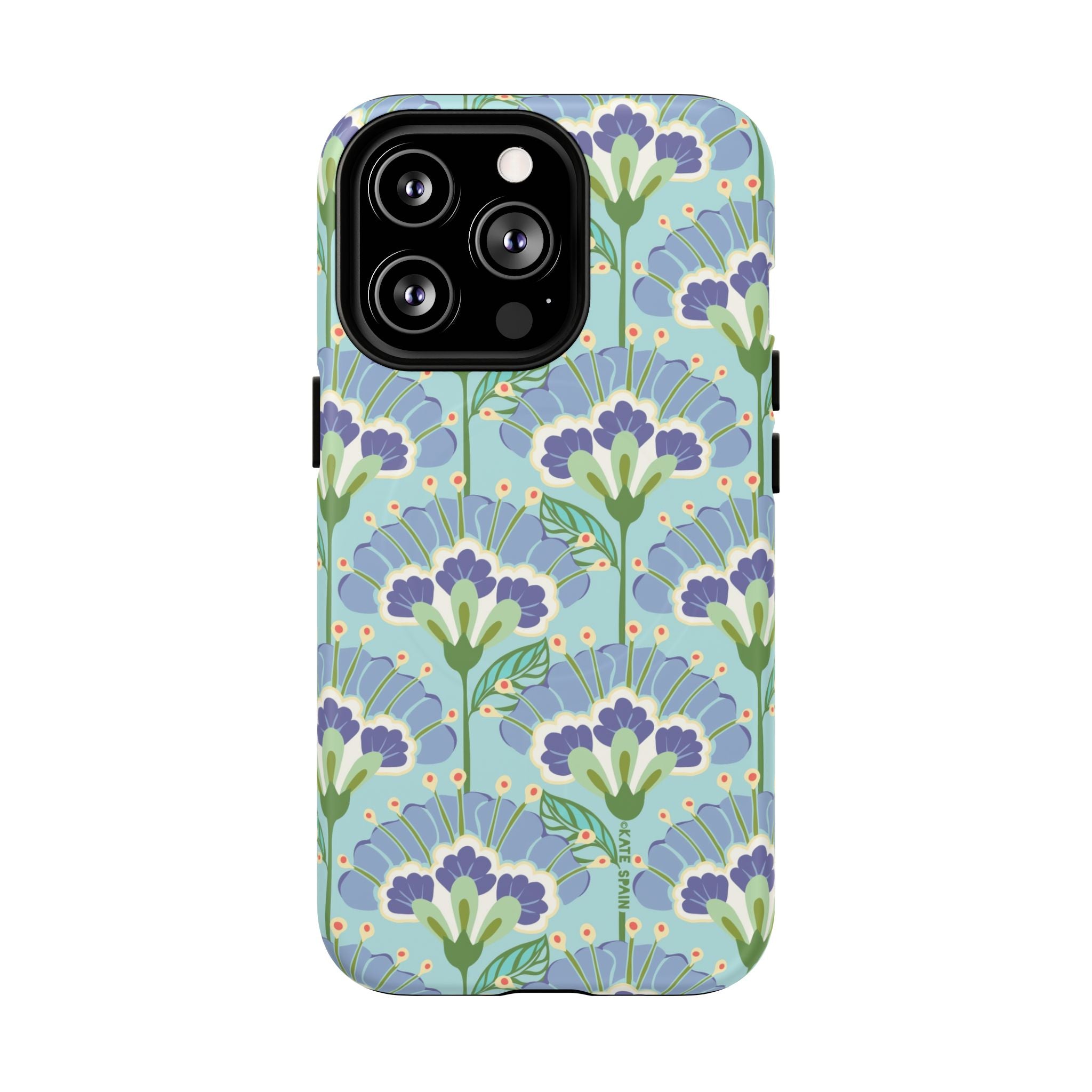 Lantern Flower MagSafe iPhone 13 Pro Case – Matte | aqua, periwinkle, green botanical lantern floral print
