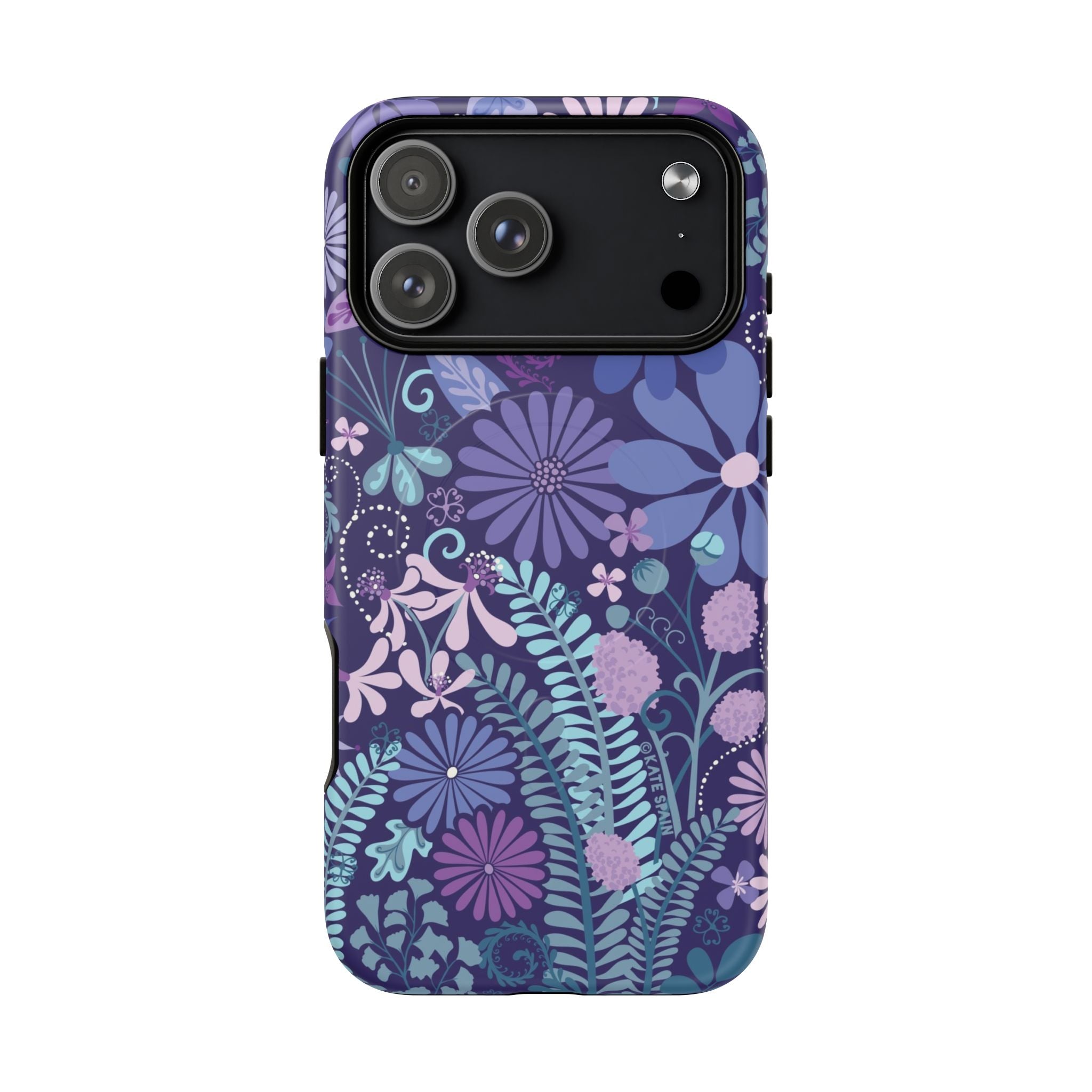 Terrain Night MagSafe iPhone 17 Pro Max Case – Matte | navy, purple, aqua botanical woodland floral print
