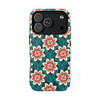 Modern Dahlia MagSafe iPhone 17 Pro Case – Matte | teal, coral, cream botanical dahlia floral print