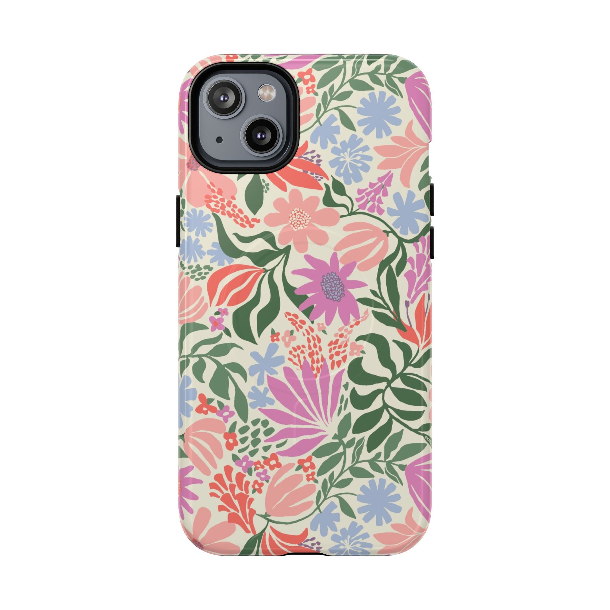 Botanica Pastel MagSafe iPhone 14 Plus Case – Glossy | blush, lavender, sage pastel botanical wildflower print