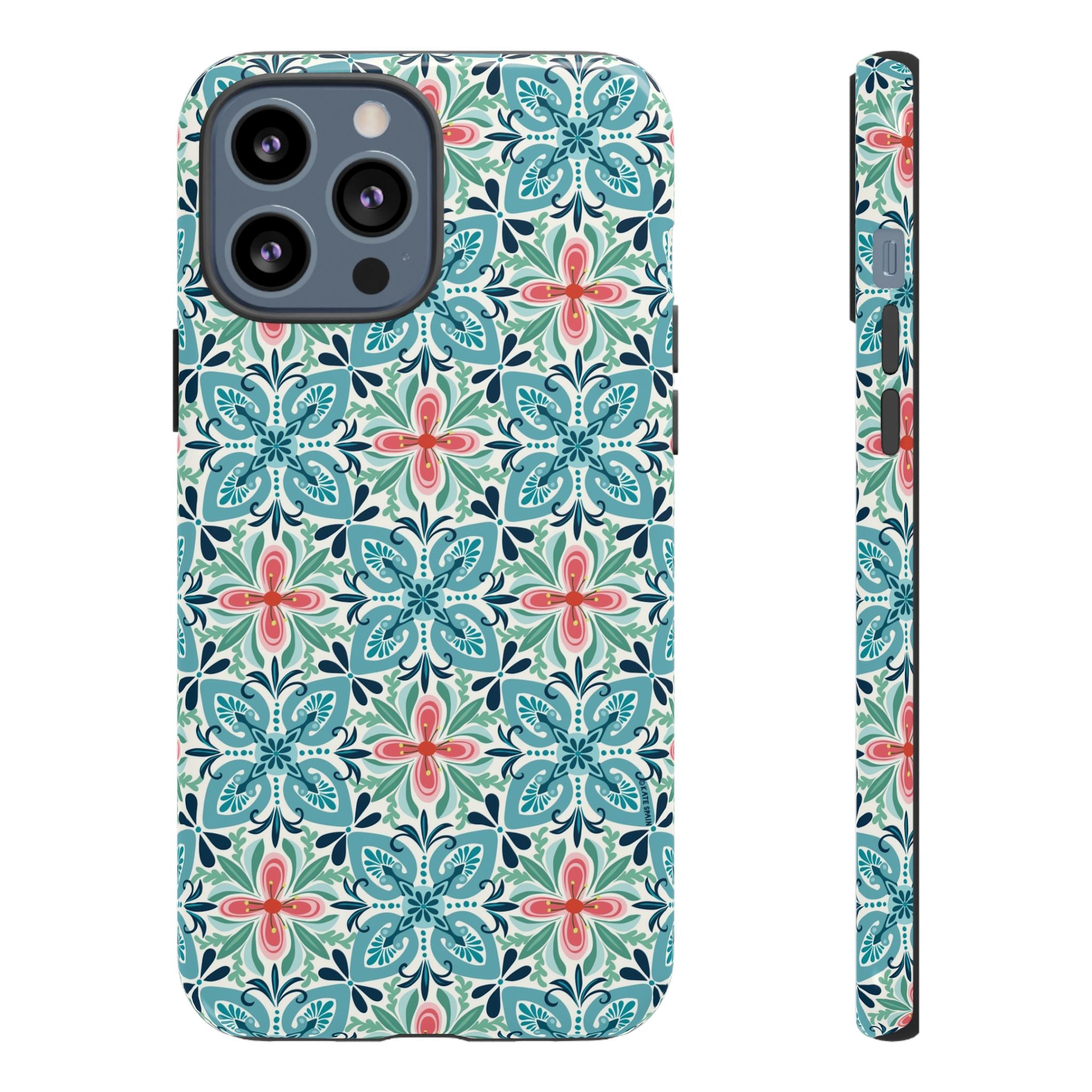 Stonecrop Tough iPhone 13 Pro Max Case – Glossy | sage, cream, blush botanical succulent print