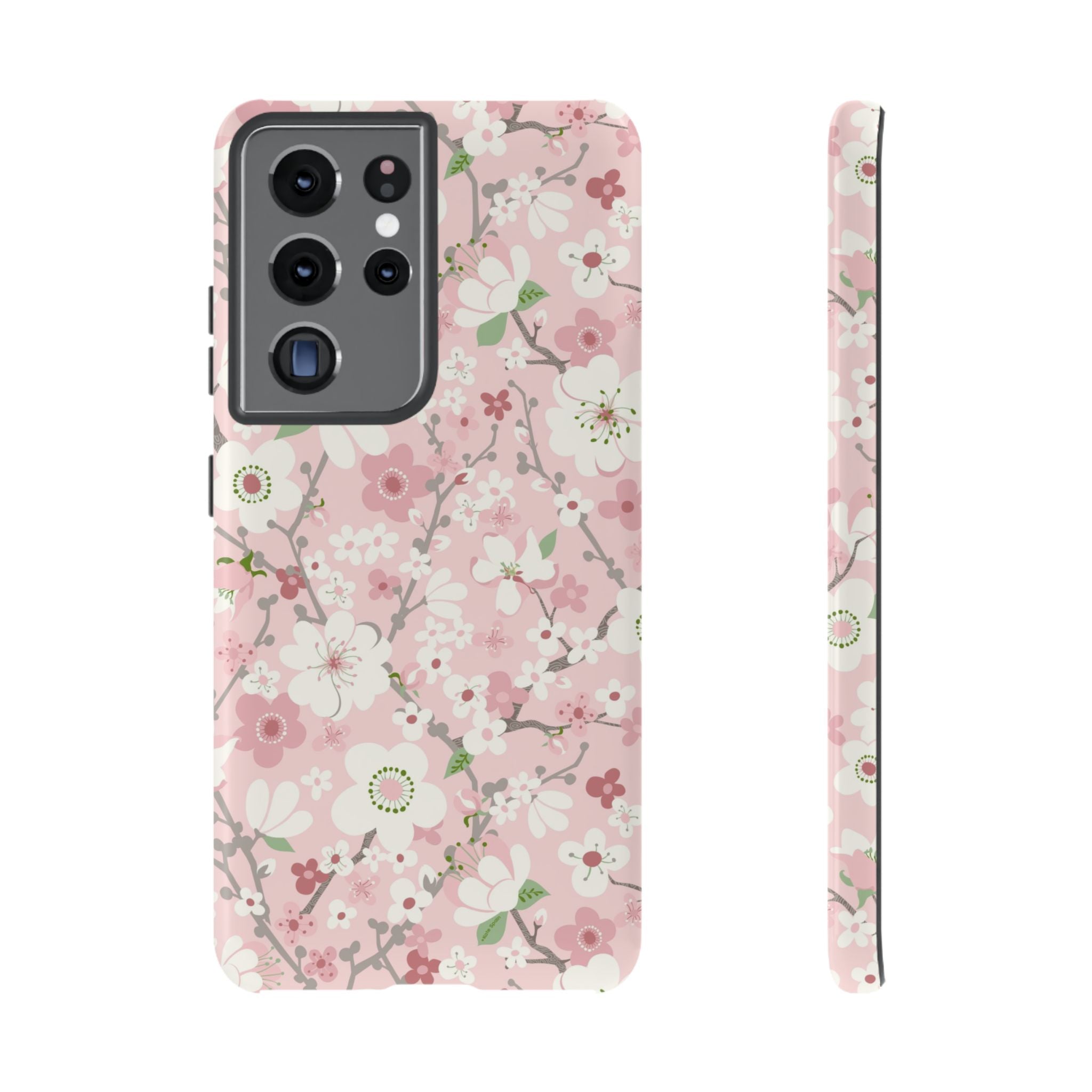 Luxury Pink Cherry Blossom Samsung Galaxy S21 Ultra Case – Matte | pink, white, cherry blossom floral print