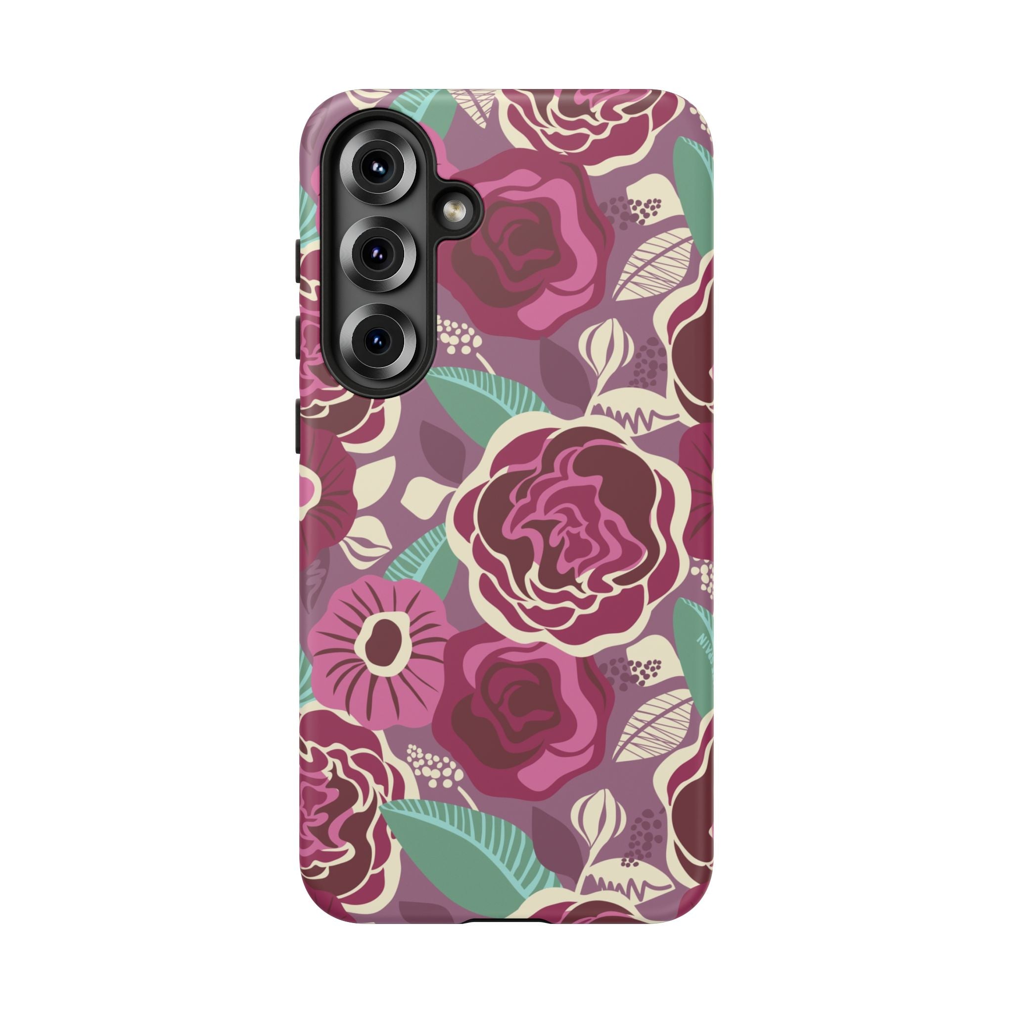 Luxury Tea Rose Burgundy Samsung Galaxy S25 Plus Case – Matte | burgundy, magenta, plum botanical rose floral print
