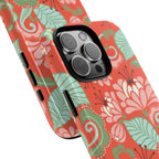 Sarabande Tough iPhone 16 Pro Max Case – Glossy | coral, pink, cream, green botanical floral print