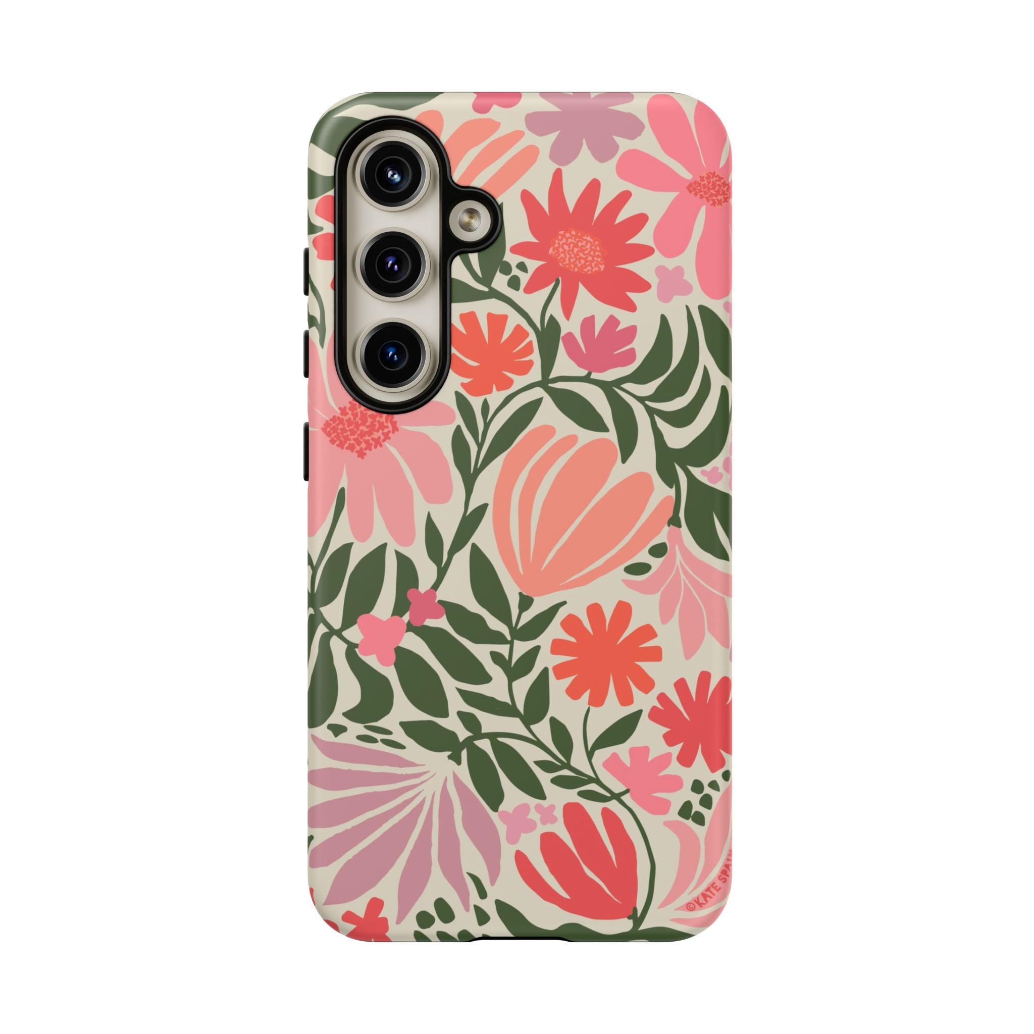 Luxury Botanica Samsung Galaxy S24 Case – Matte | cream, coral, pink botanical wildflower print