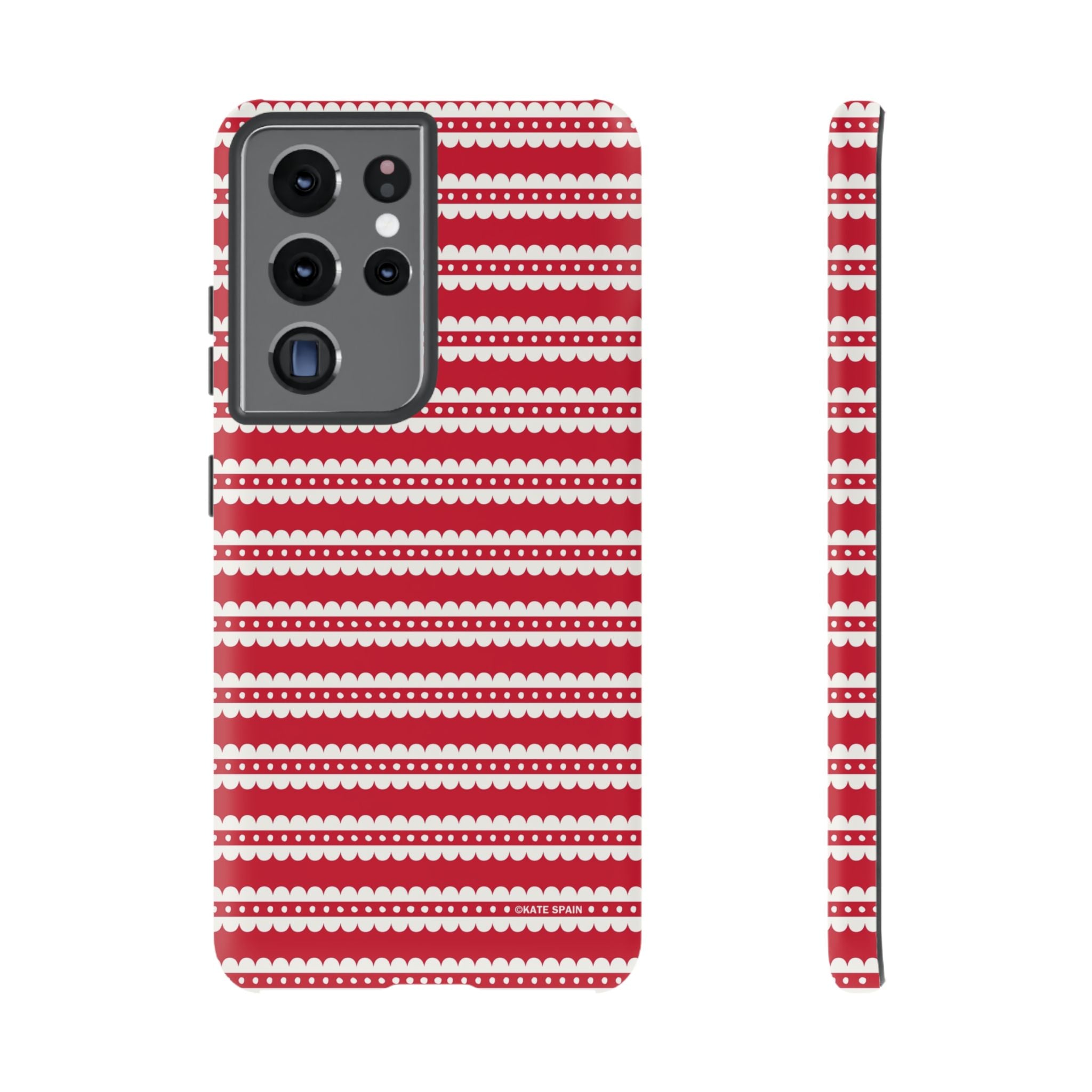 Candy Cane Stripe Samsung Galaxy S21 Ultra Case – Matte | red, cream scalloped candy cane stripe print