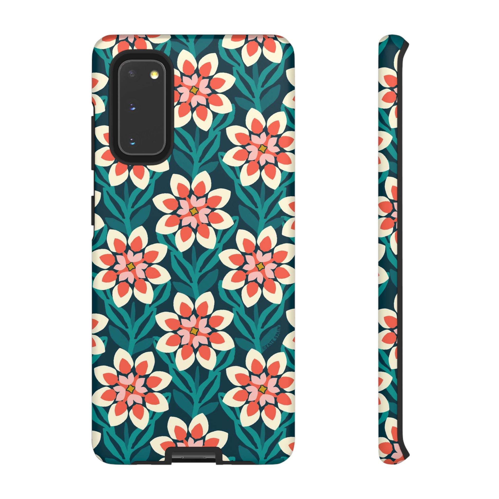 Luxury Modern Dahlia Samsung Galaxy S20 Case  – Matte | teal, coral, pink, cream modern dahlia print