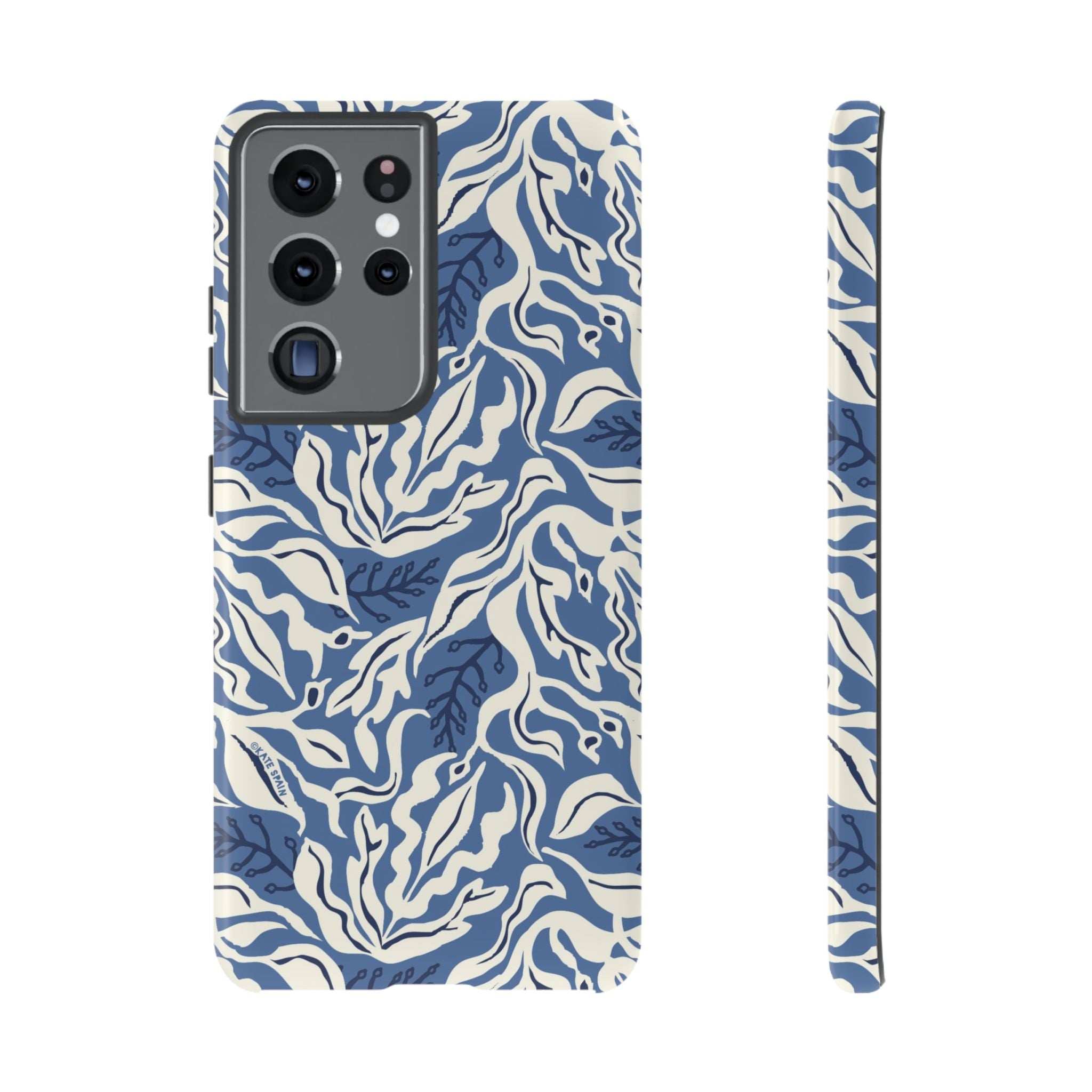 Luxury Ocean Tides Samsung Galaxy S21 Ultra Case – Glossy | blue and white tidal bed ocean print