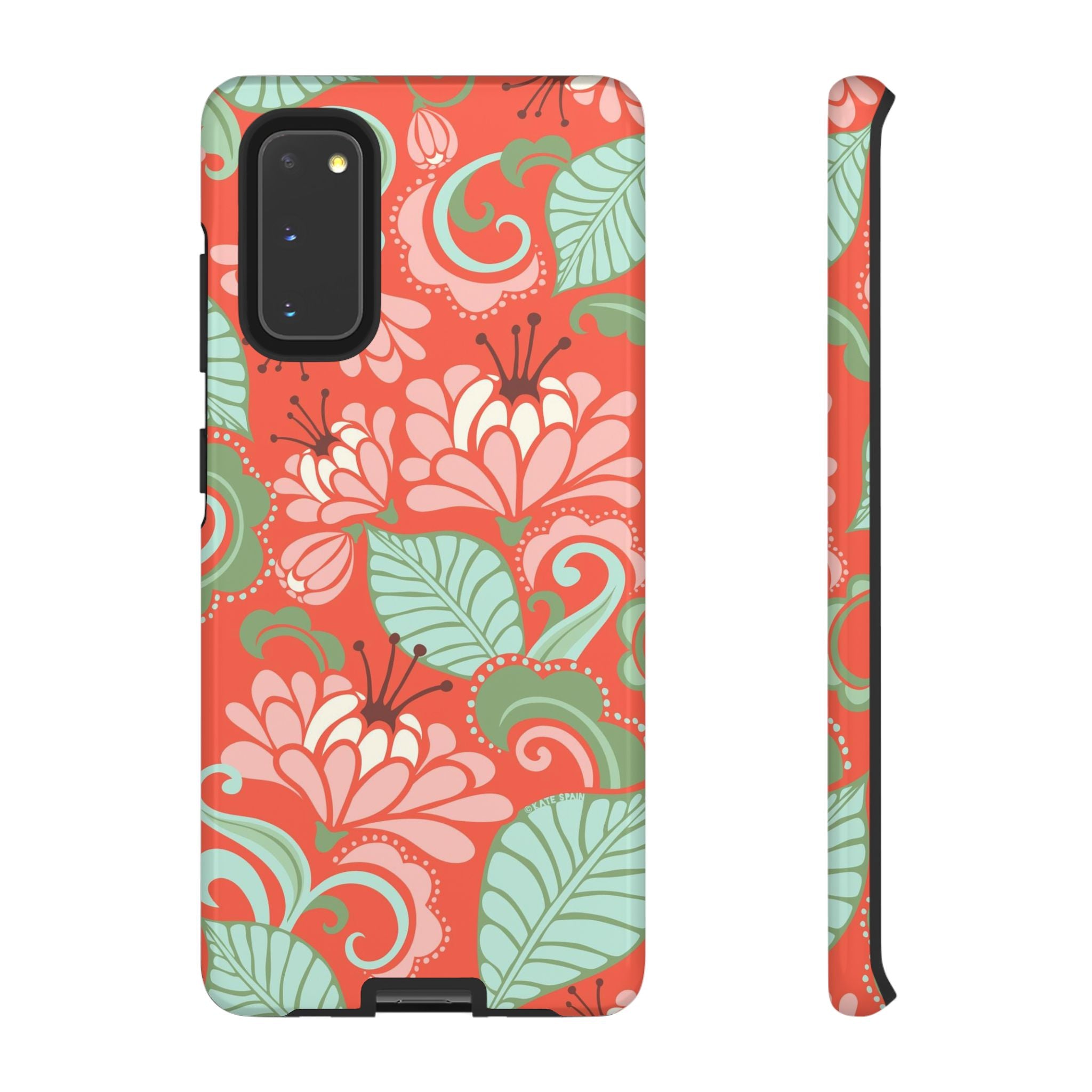 Designer Sarabande Samsung Galaxy S20 Case – Glossy | coral, blush, mint tropical floral print