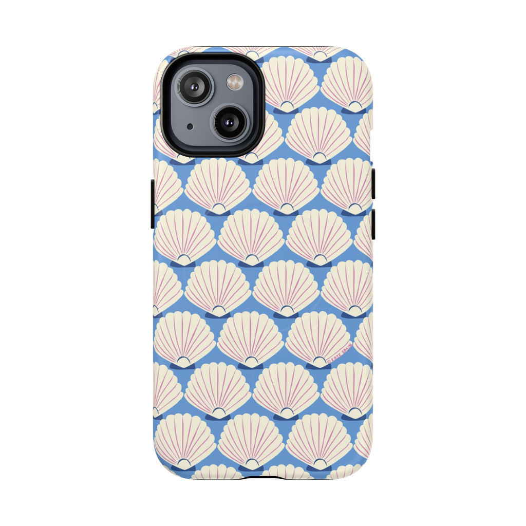 Seashells MagSafe iPhone 14 Case – Matte | periwinkle, cream, blush scallop shell print