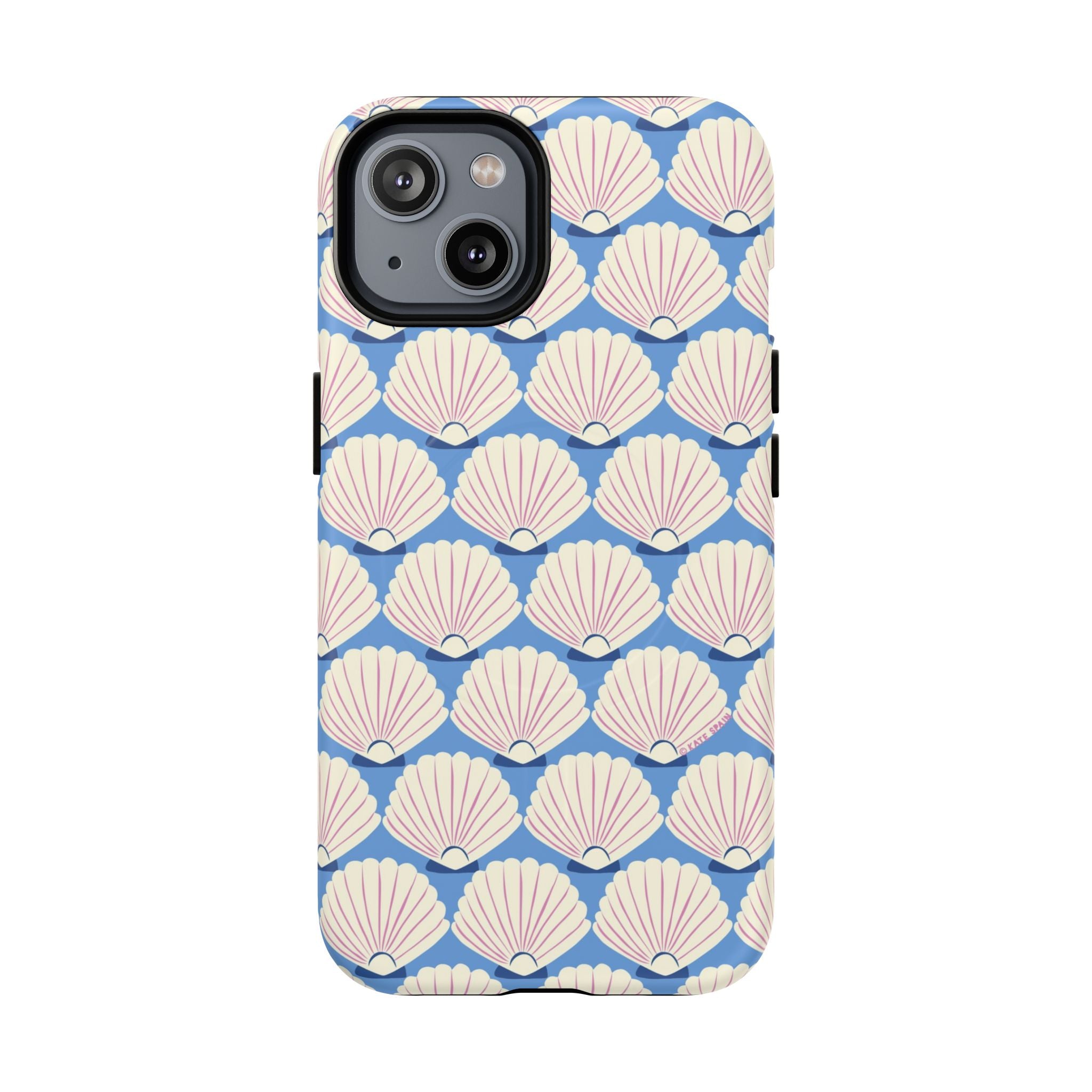 Seashells MagSafe iPhone 14 Case – Matte | periwinkle, cream, blush scallop shell print